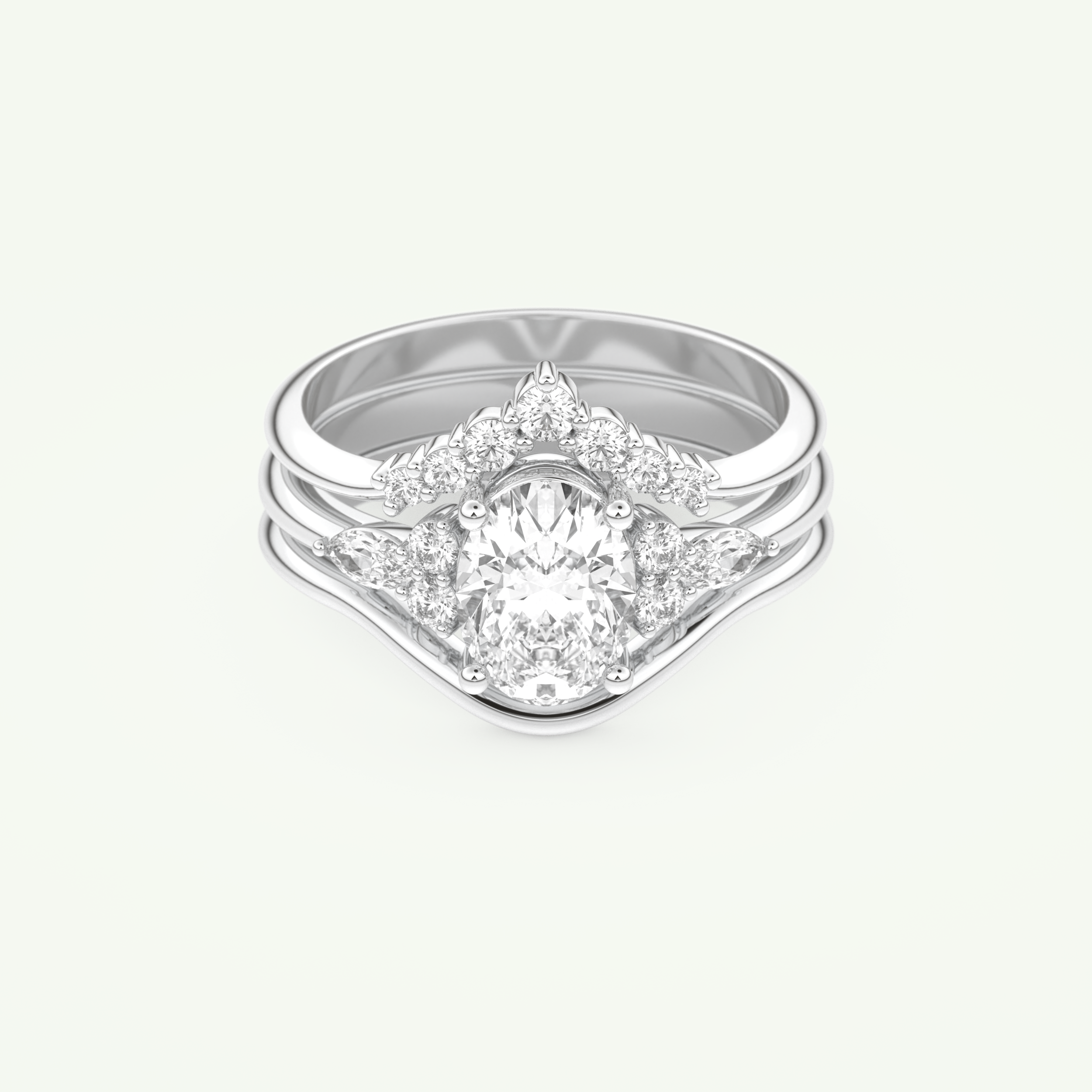 1.18 CT Oval Cut Cluster Lab Grown Diamond Bridal Set 13