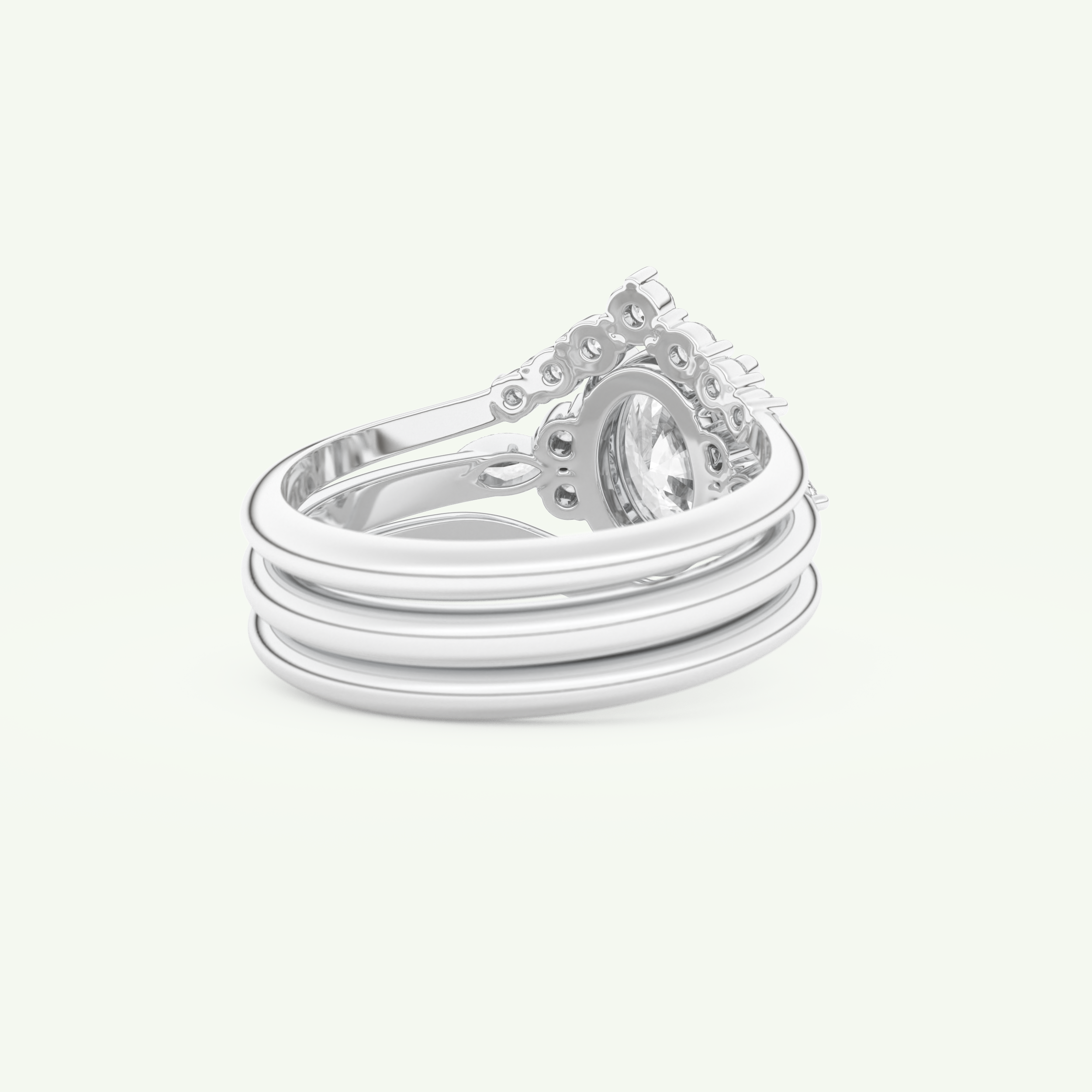 1.18 CT Oval Cut Cluster Lab Grown Diamond Bridal Set 15