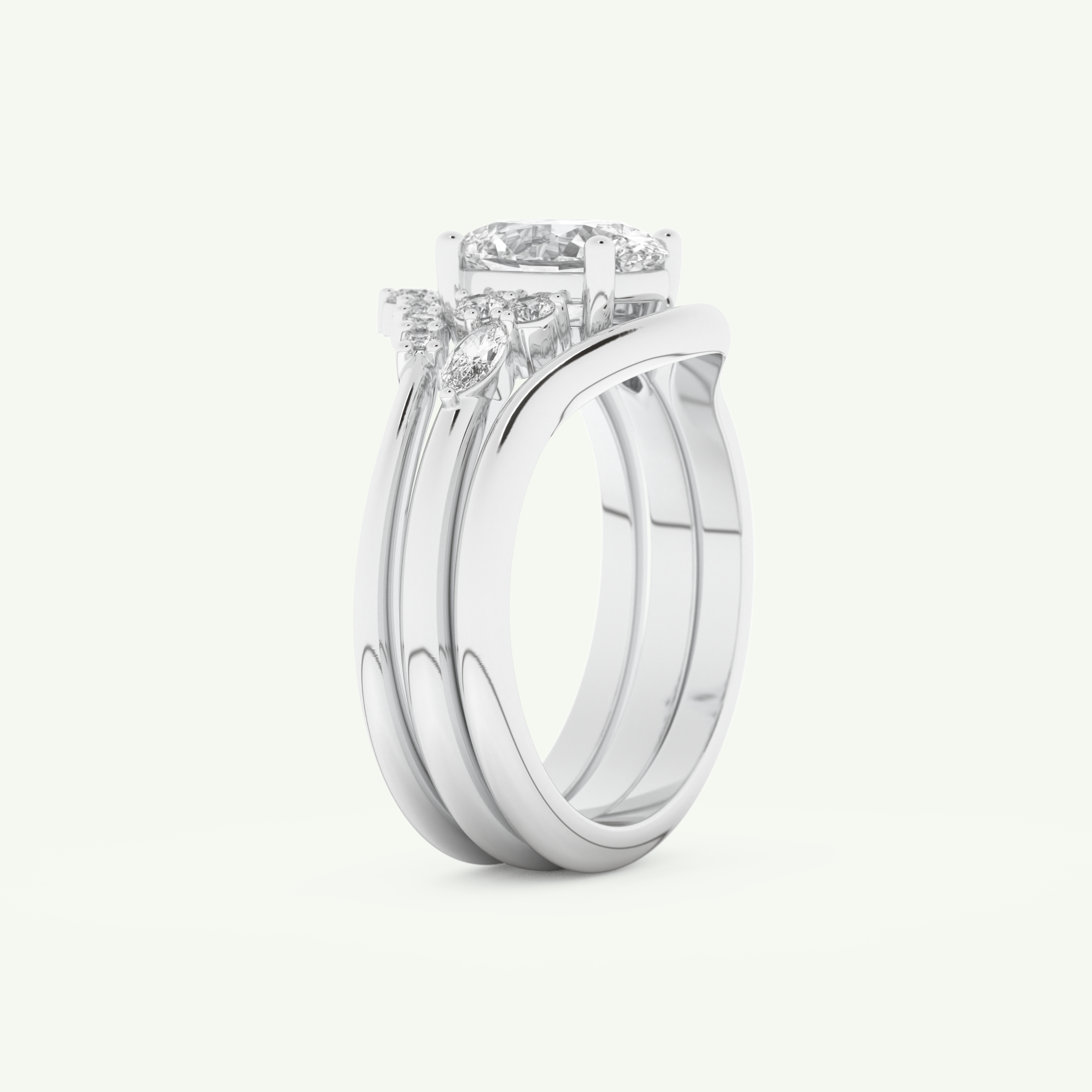 1.18 CT Oval Cut Cluster Lab Grown Diamond Bridal Set 16