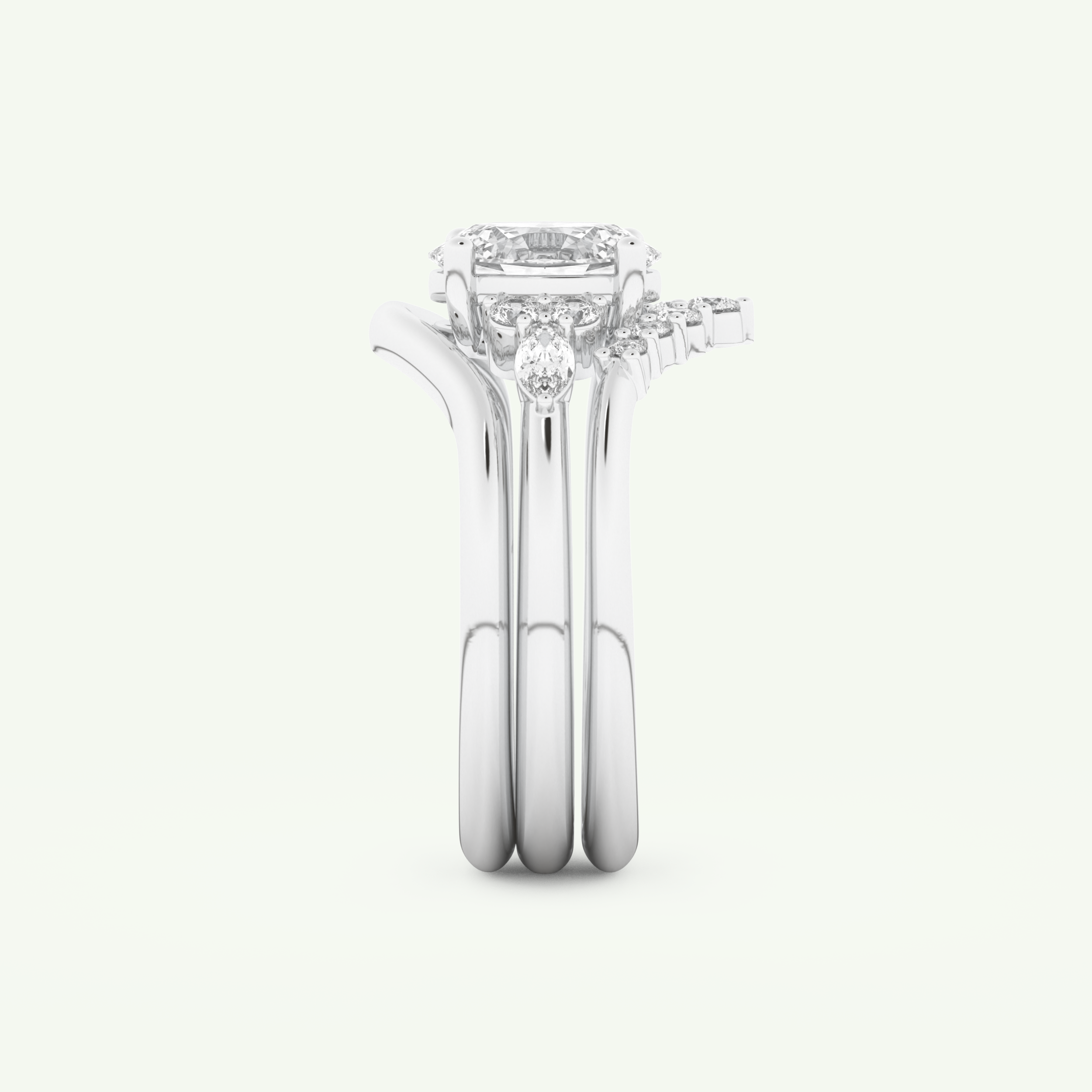 1.18 CT Oval Cut Cluster Lab Grown Diamond Bridal Set 18