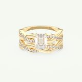 1.02 CT Emerald Cut Pave & Twisted Shank Lab Grown Diamond Bridal Set 1