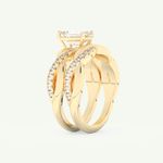 1.02 CT Emerald Cut Pave & Twisted Shank Lab Grown Diamond Bridal Set 4