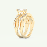1.02 CT Emerald Cut Pave & Twisted Shank Lab Grown Diamond Bridal Set 4