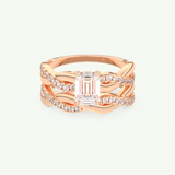 1.02 CT Emerald Cut Pave & Twisted Shank Lab Grown Diamond Bridal Set 7