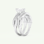 1.02 CT Emerald Cut Pave & Twisted Shank Lab Grown Diamond Bridal Set 16
