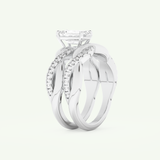 1.02 CT Emerald Cut Pave & Twisted Shank Lab Grown Diamond Bridal Set 16
