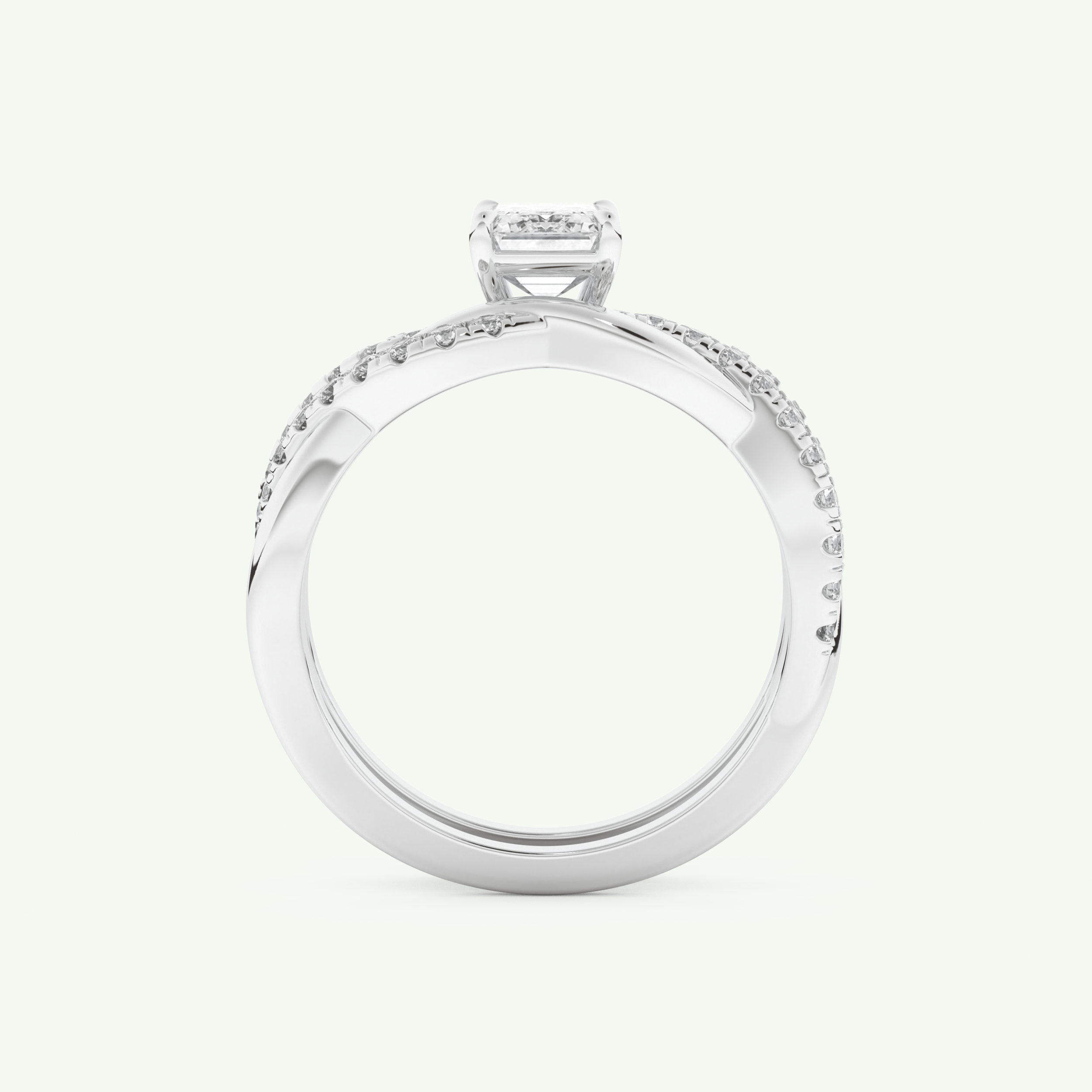 1.02 CT Emerald Cut Pave & Twisted Shank Lab Grown Diamond Bridal Set 17