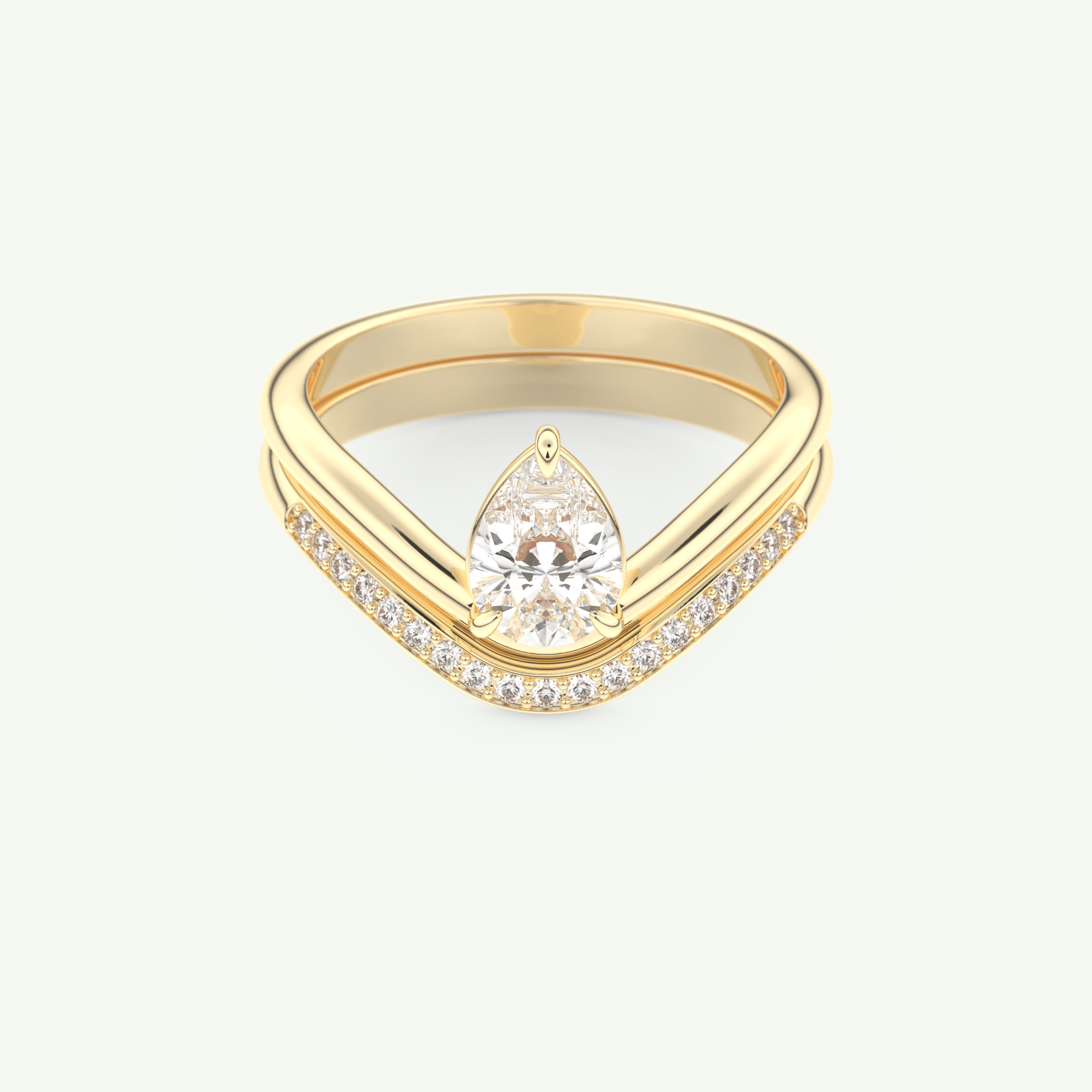 0.65 CT Pear Cut Solitaire Lab Grown Diamond Bridal Set 1