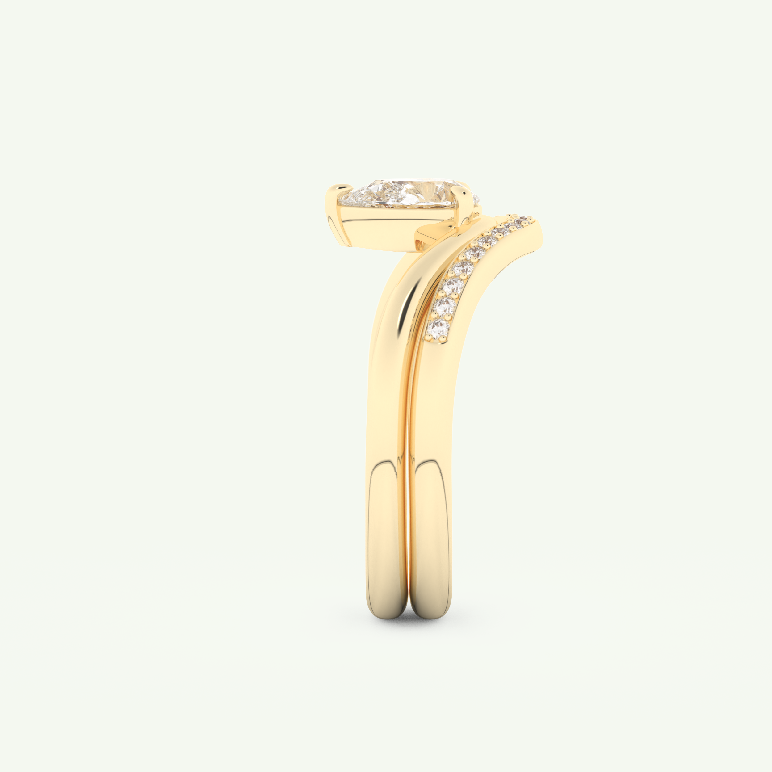 0.65 CT Pear Cut Solitaire Lab Grown Diamond Bridal Set 6