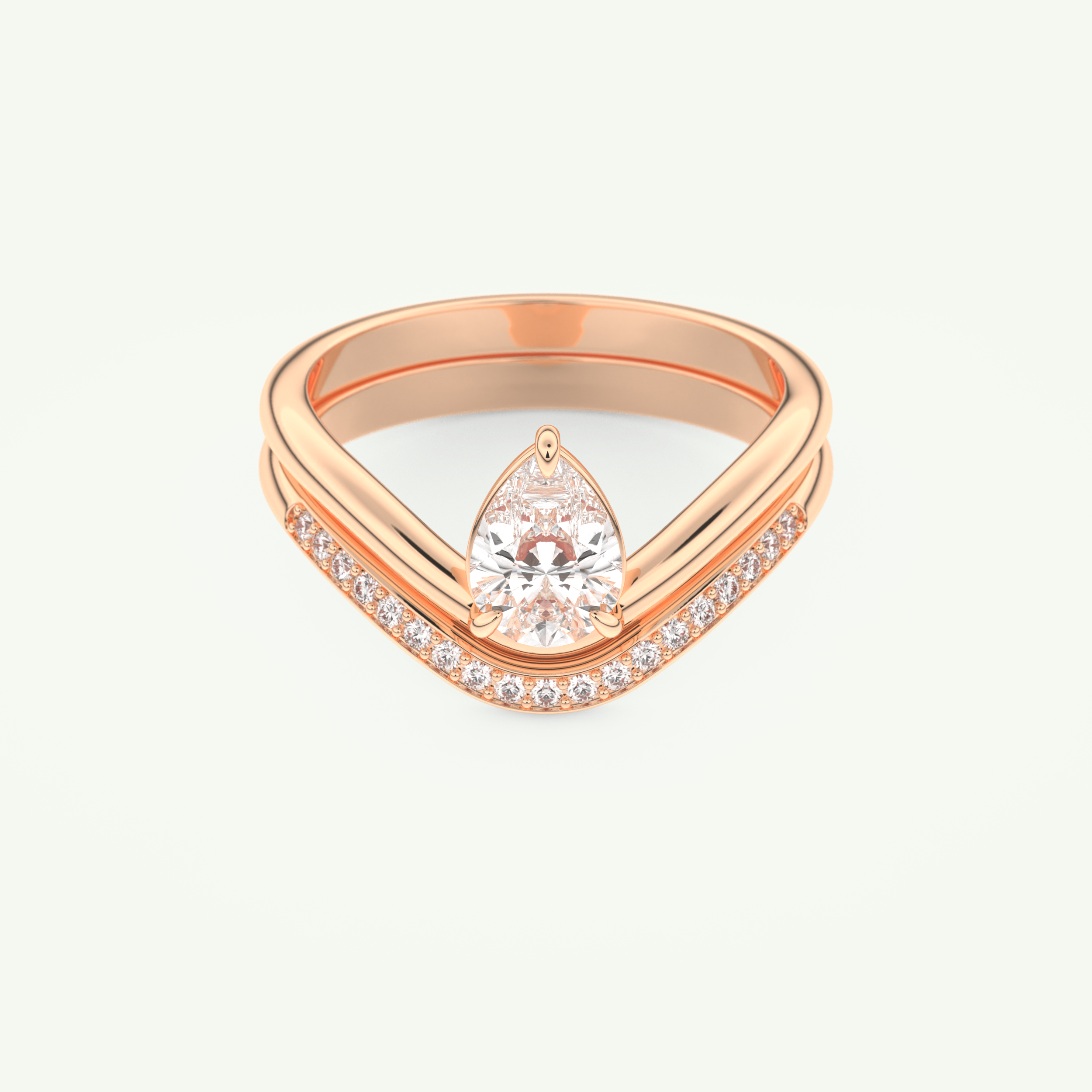 0.65 CT Pear Cut Solitaire Lab Grown Diamond Bridal Set 7