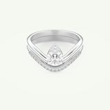 0.65 CT Pear Cut Solitaire Lab Grown Diamond Bridal Set 13