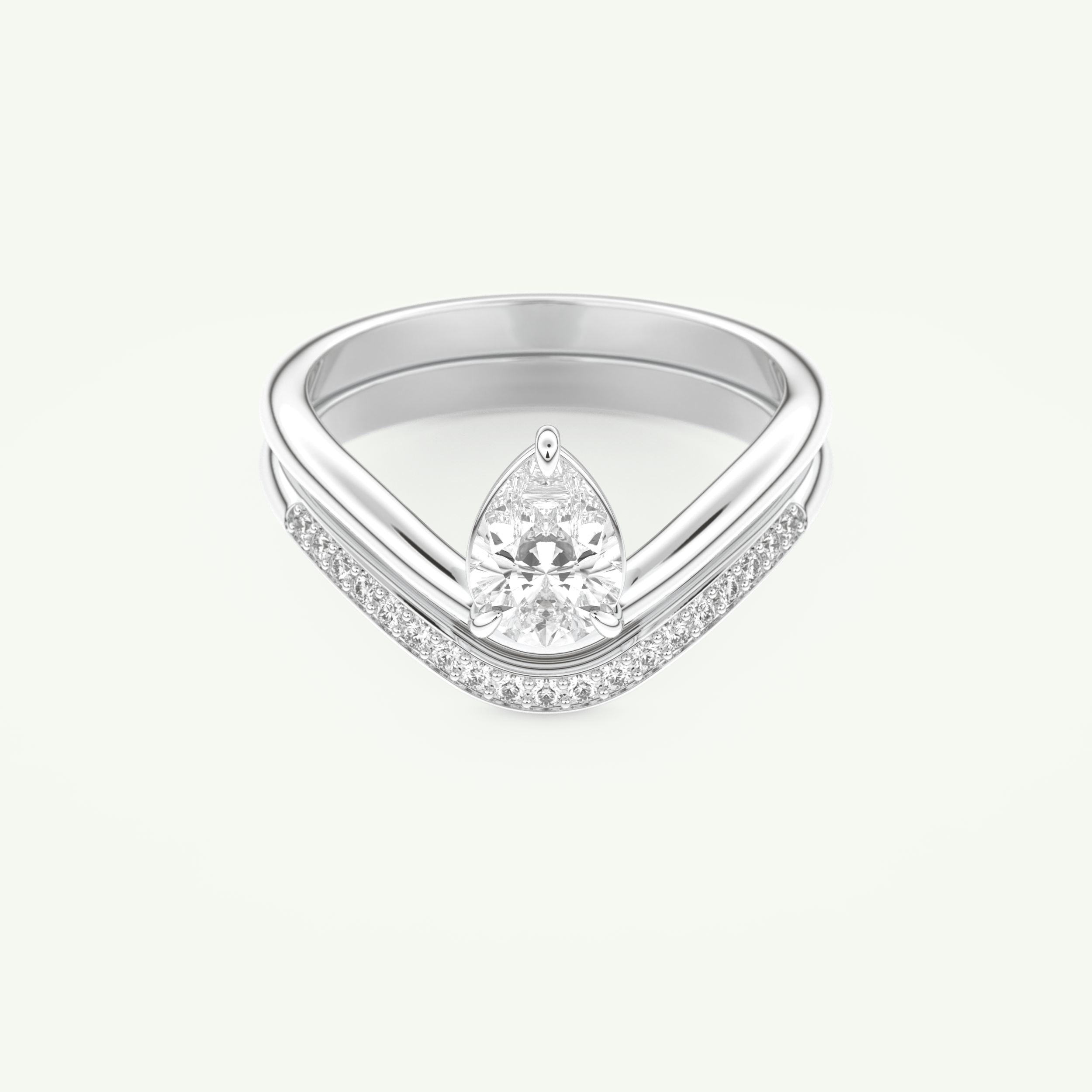 0.65 CT Pear Cut Solitaire Lab Grown Diamond Bridal Set 13