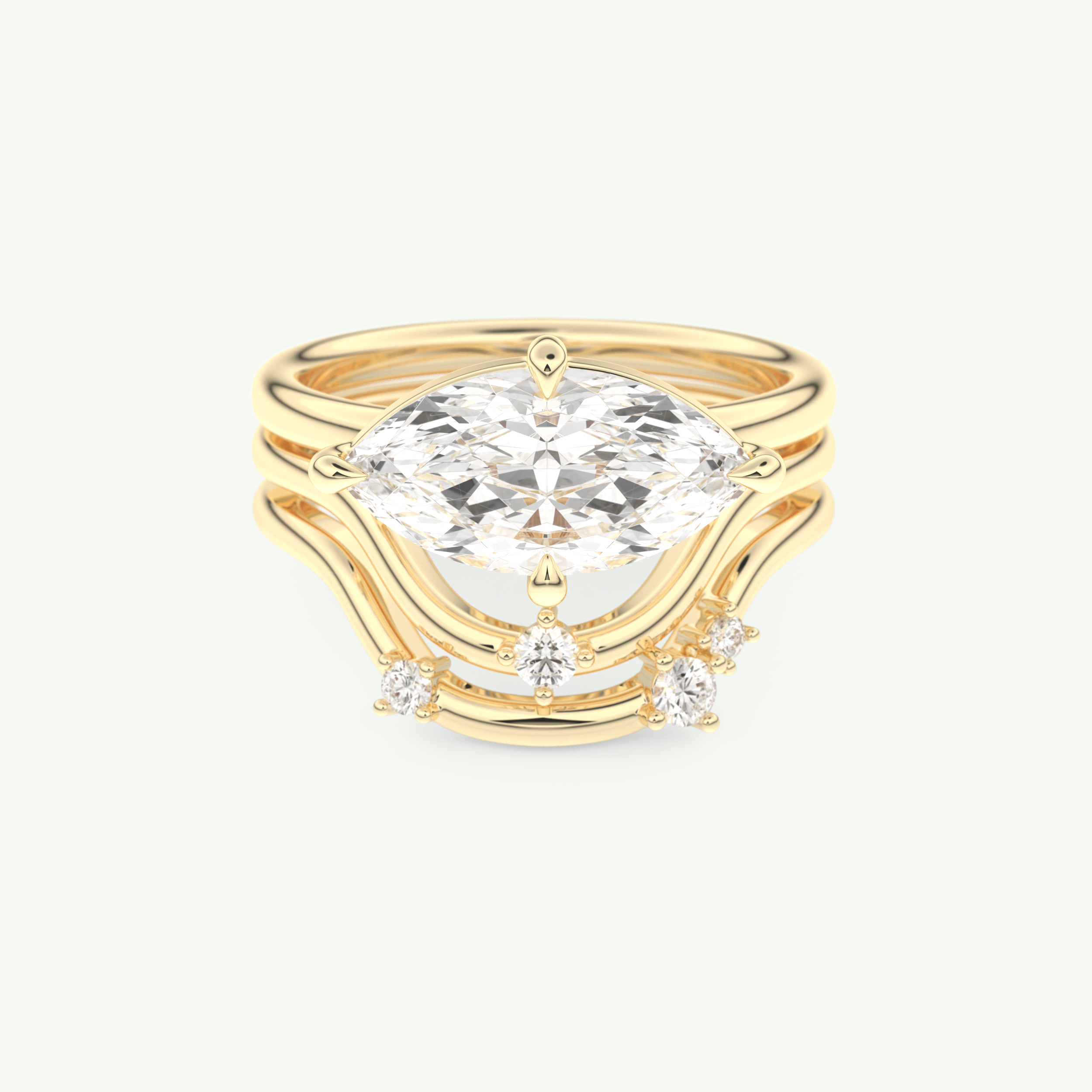 2.24 CT East West Marquise Cut Solitaire Lab Grown Diamond Bridal Set 1