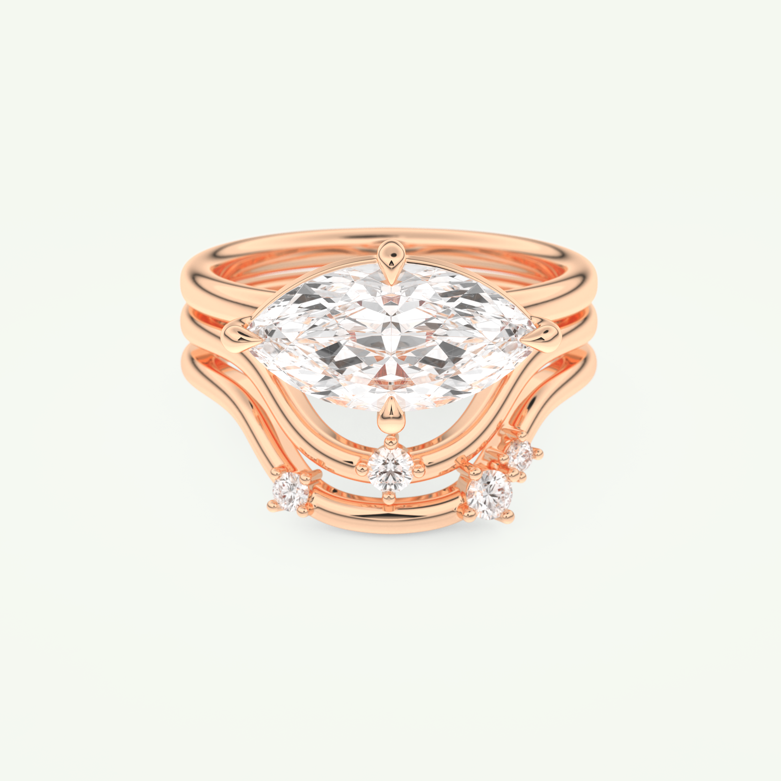2.24 CT East West Marquise Cut Solitaire Lab Grown Diamond Bridal Set 7