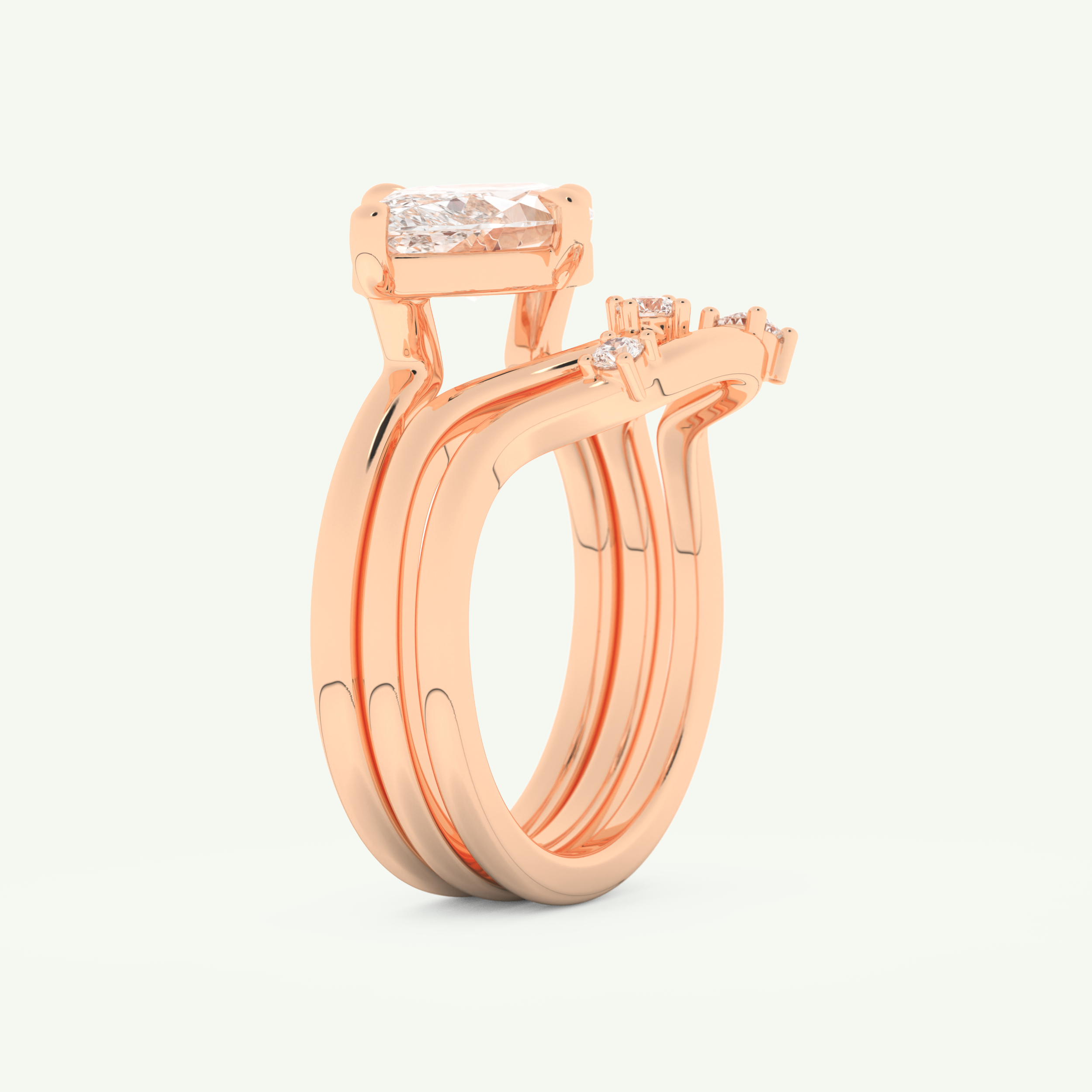 2.24 CT East West Marquise Cut Solitaire Lab Grown Diamond Bridal Set 10
