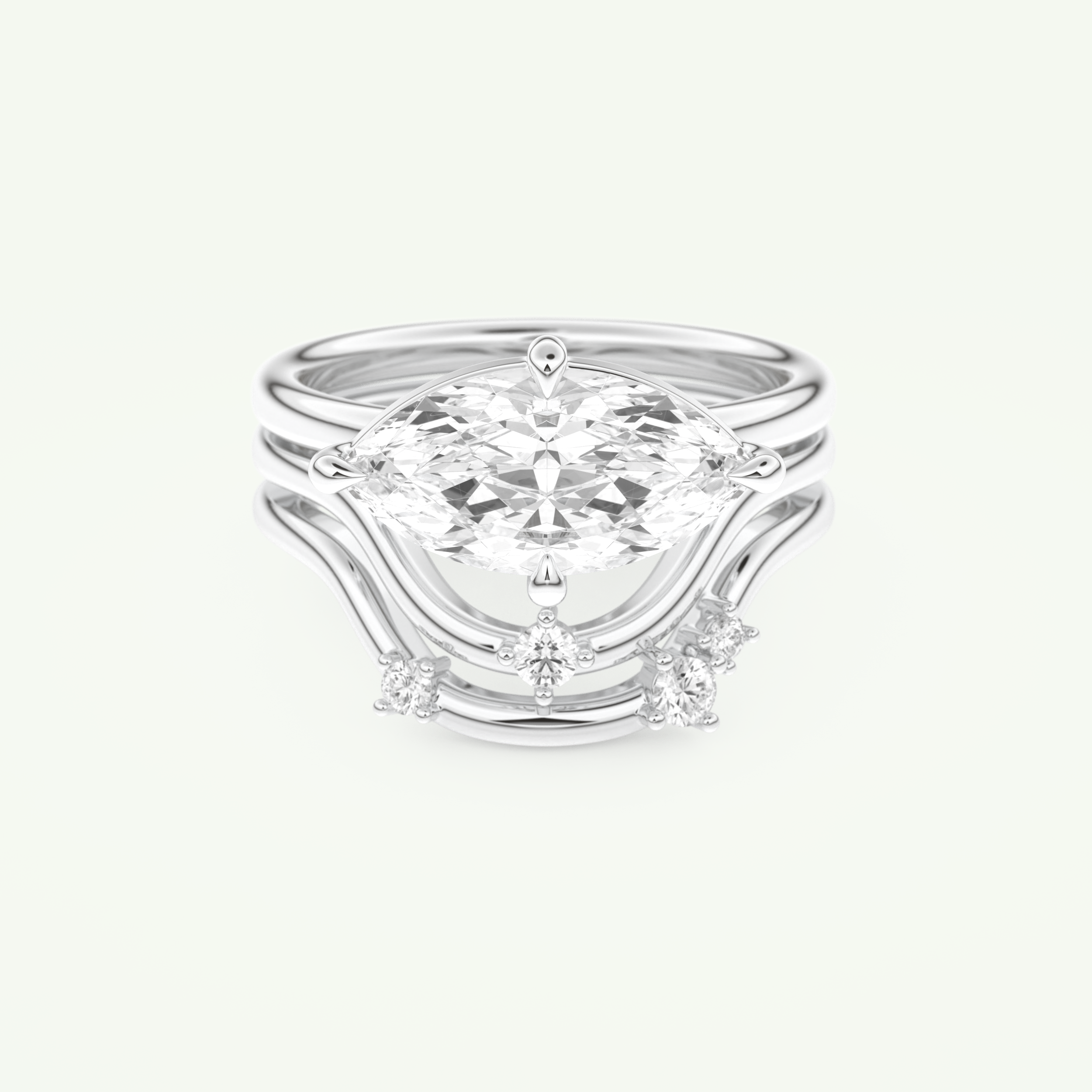 2.24 CT East West Marquise Cut Solitaire Lab Grown Diamond Bridal Set 13