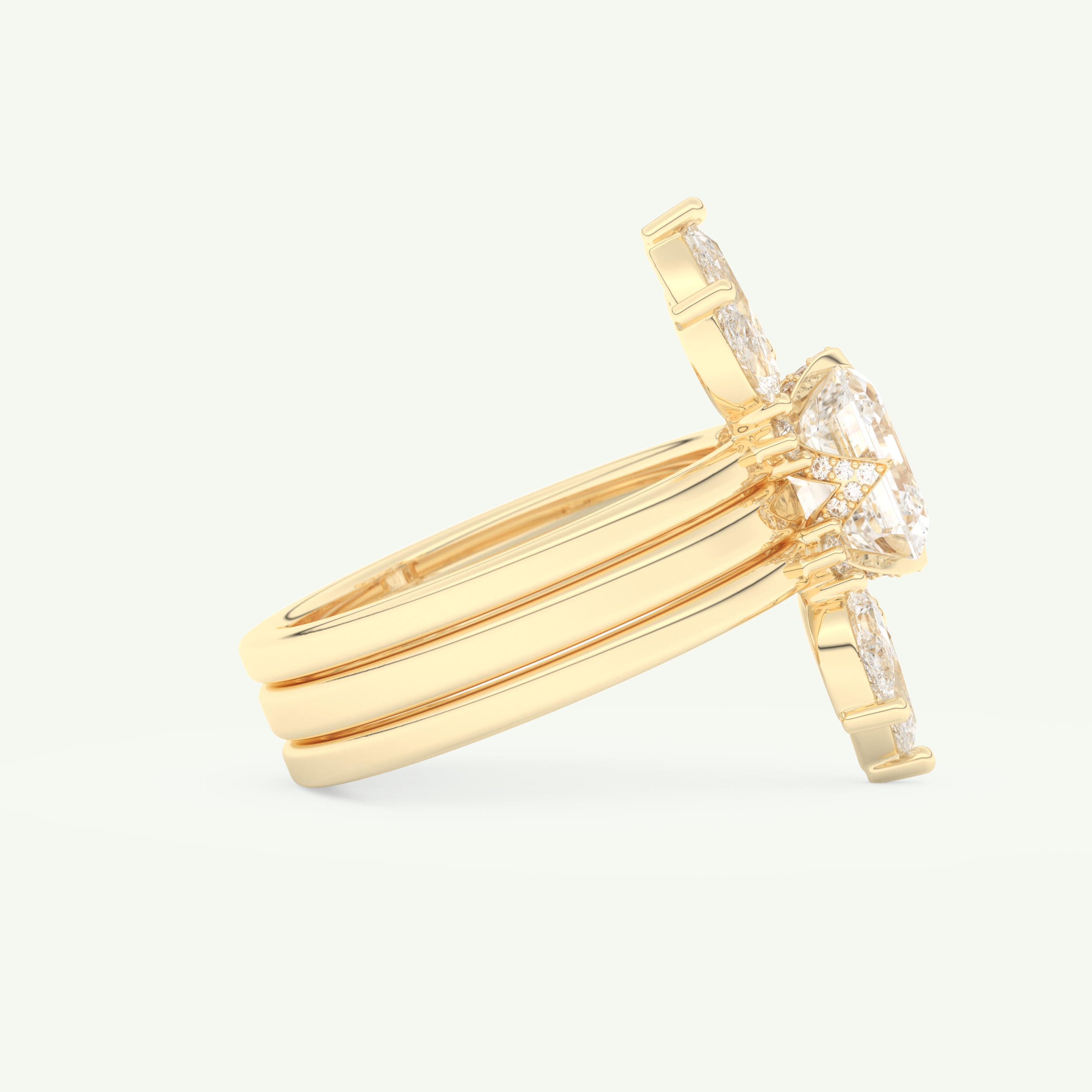 1.78 CT Emerald Cut Solitaire Lab Grown Diamond Bridal Set 2