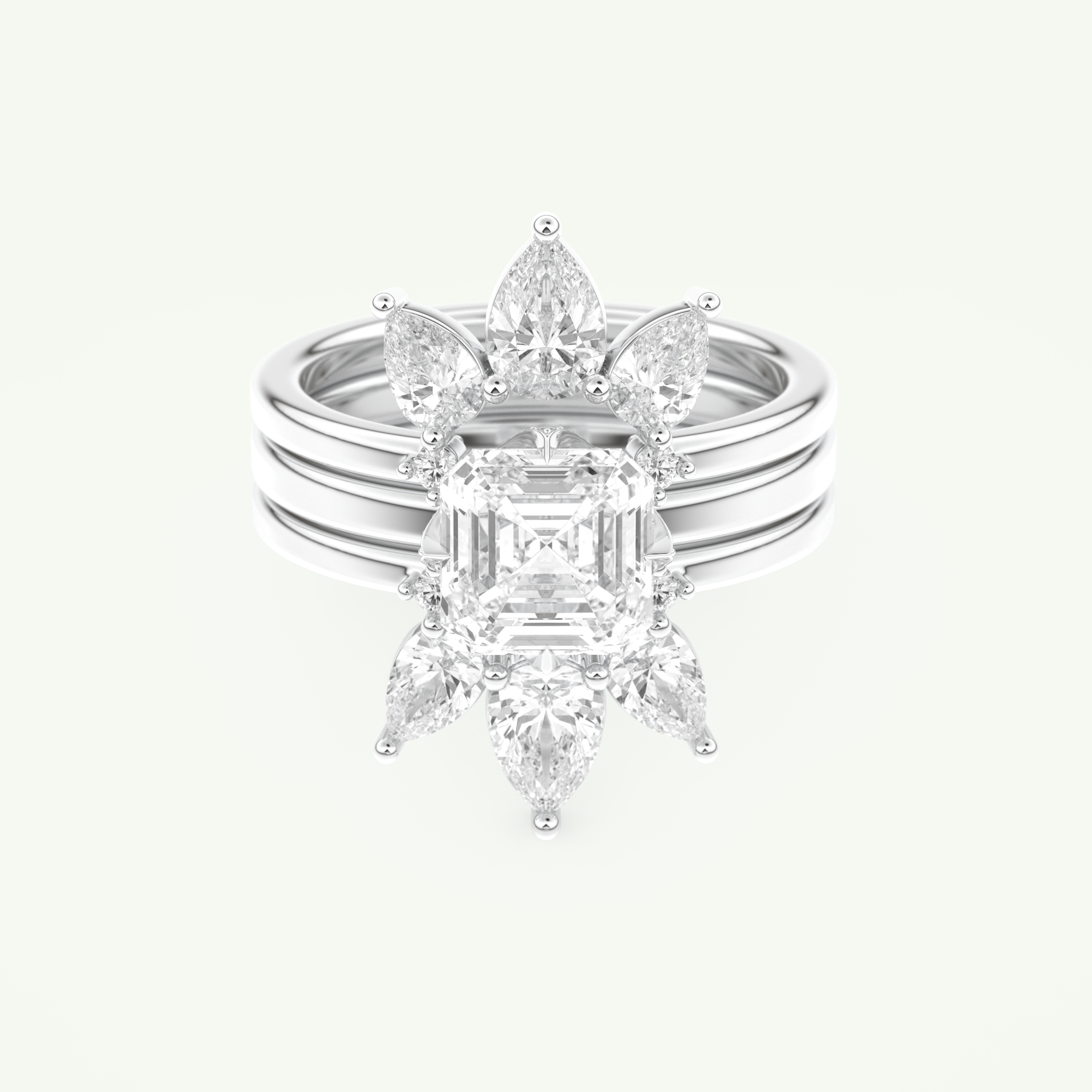 1.78 CT Emerald Cut Solitaire Lab Grown Diamond Bridal Set 13
