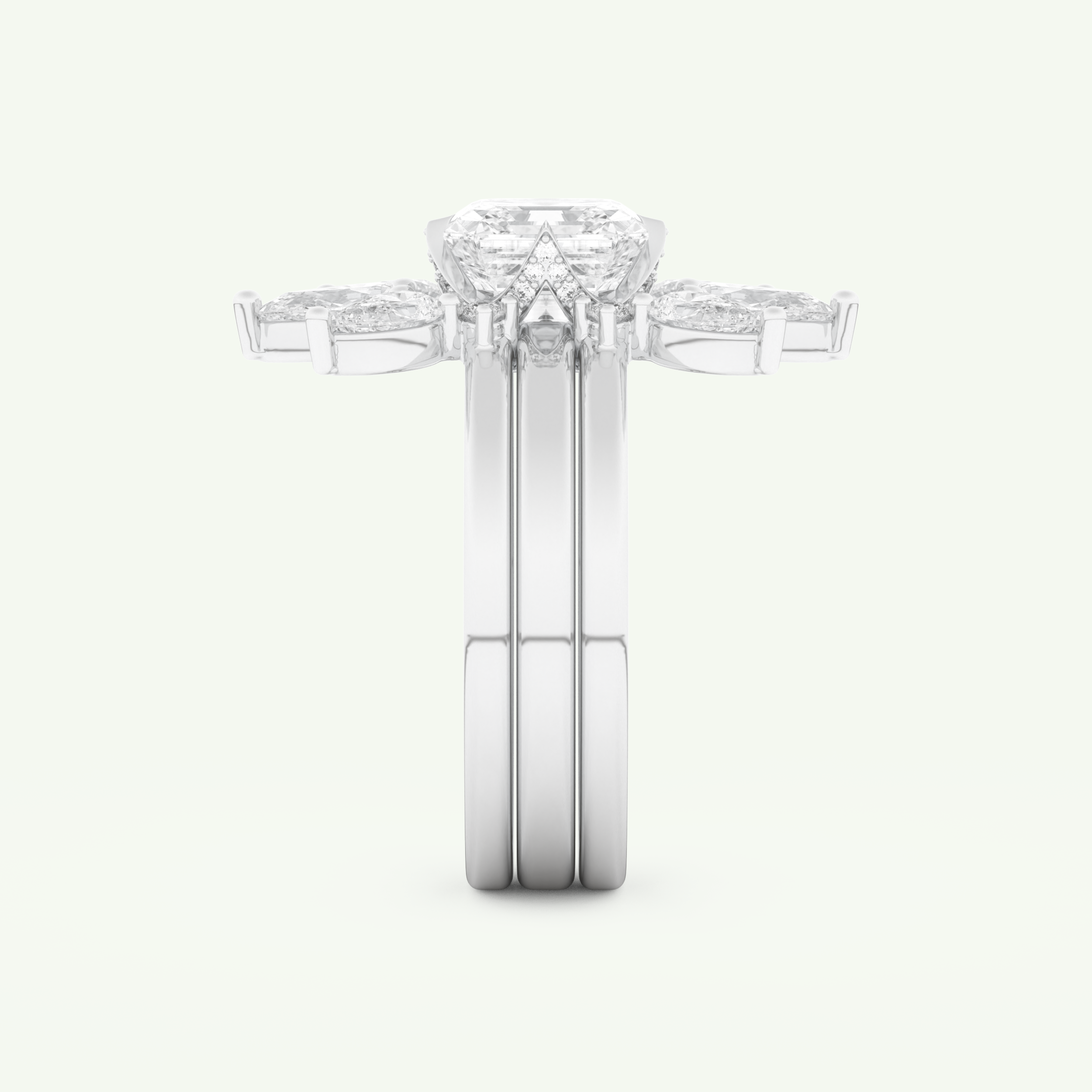 1.78 CT Emerald Cut Solitaire Lab Grown Diamond Bridal Set 18