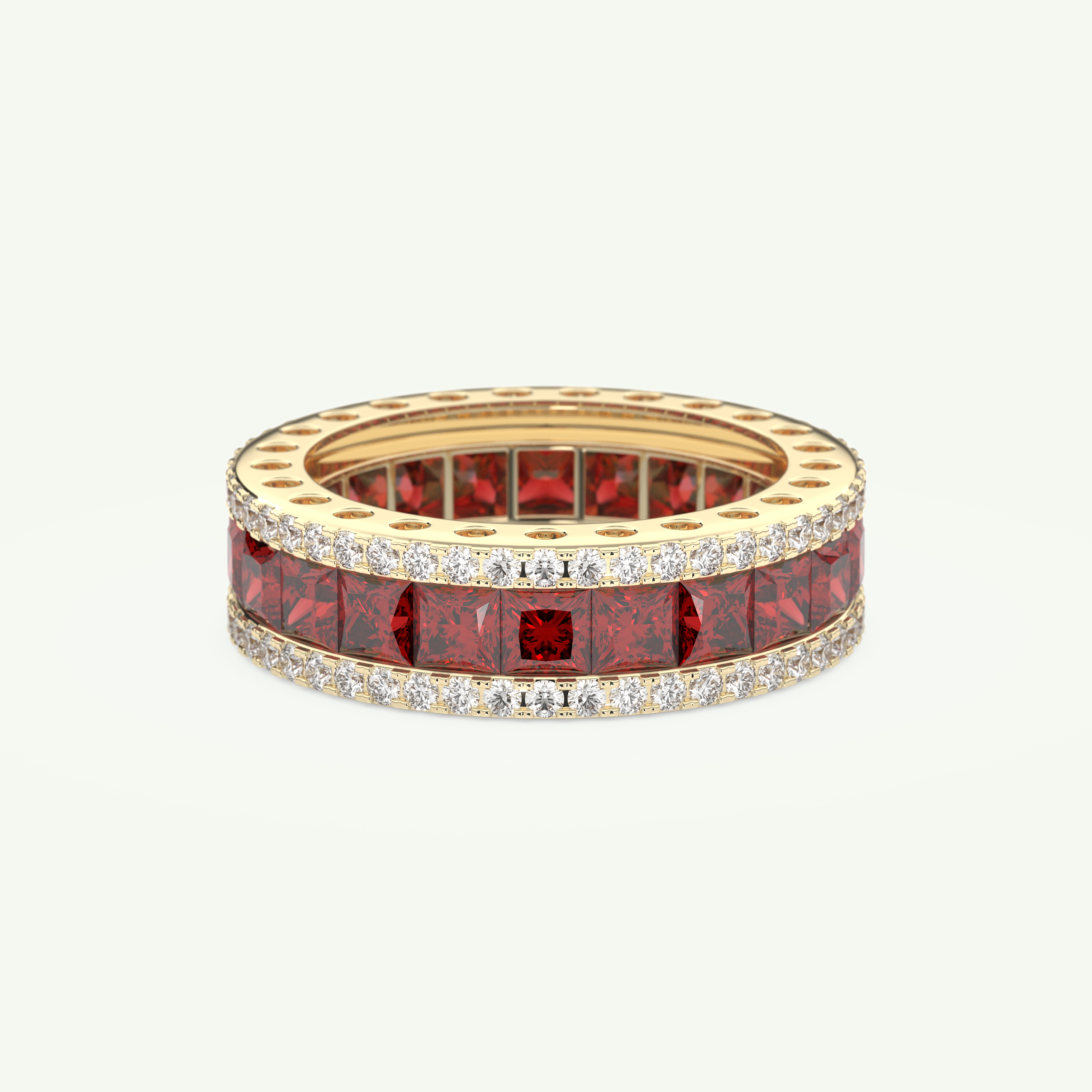 4.52 TCW Princess & Round Shaped January-Garnet Birthstone Wedding Band 1