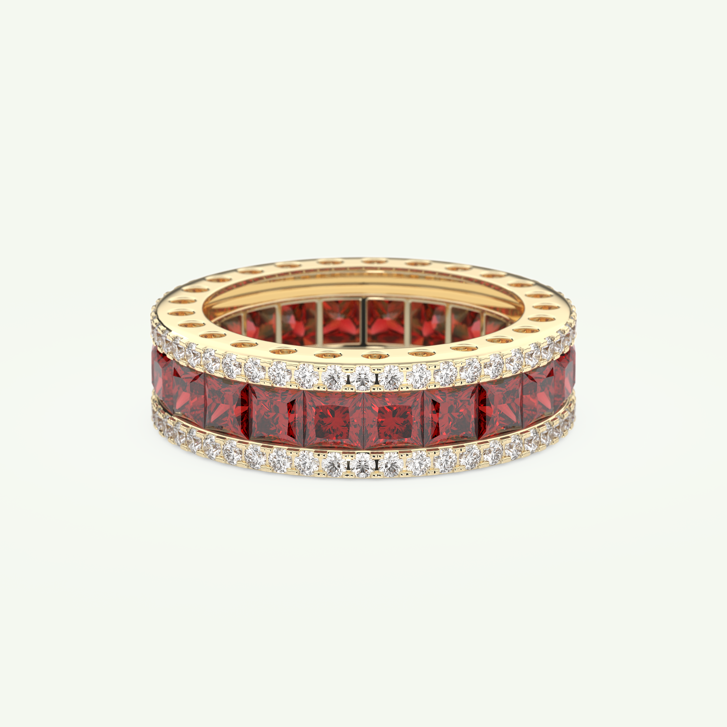 4.52 TCW Princess & Round Shaped January-Garnet Birthstone Wedding Band 2