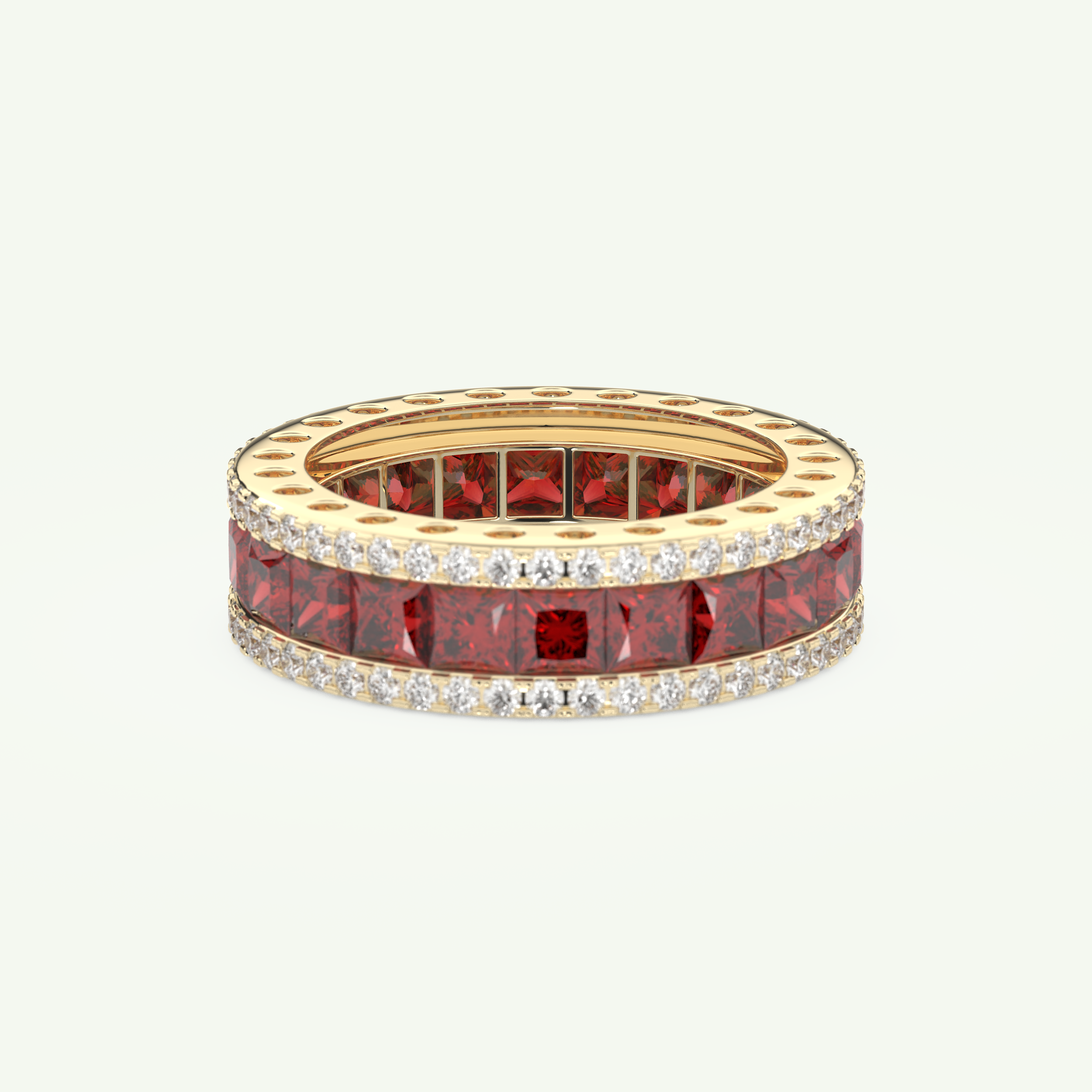 4.52 TCW Princess & Round Shaped January-Garnet Birthstone Wedding Band 3