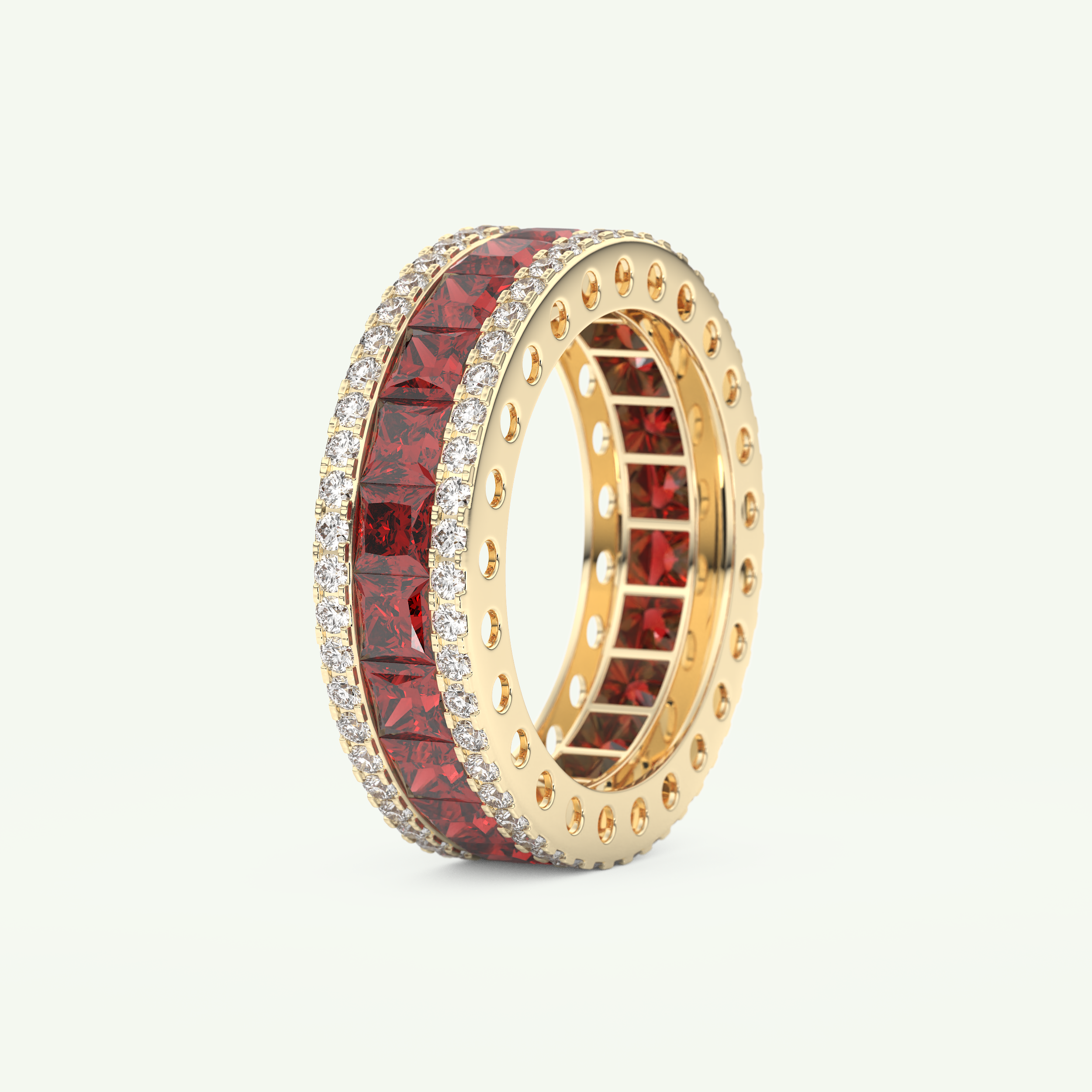 4.52 TCW Princess & Round Shaped January-Garnet Birthstone Wedding Band 4
