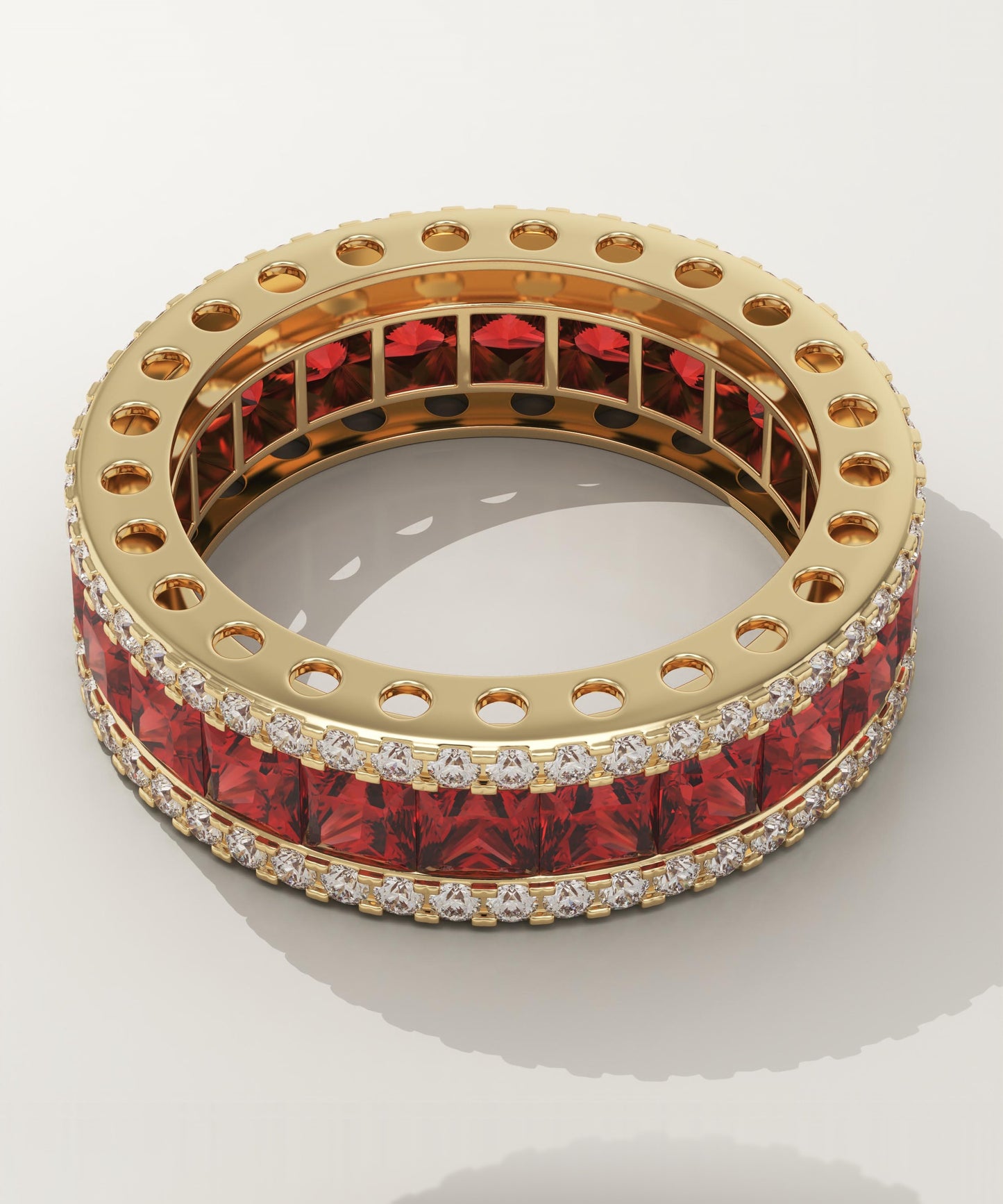 4.52 TCW Princess & Round Shaped January-Garnet Birthstone Wedding Band