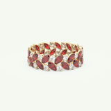 1.93 TCW Round and Marquise Shaped January-Garnet Birthstone Wedding Band 1