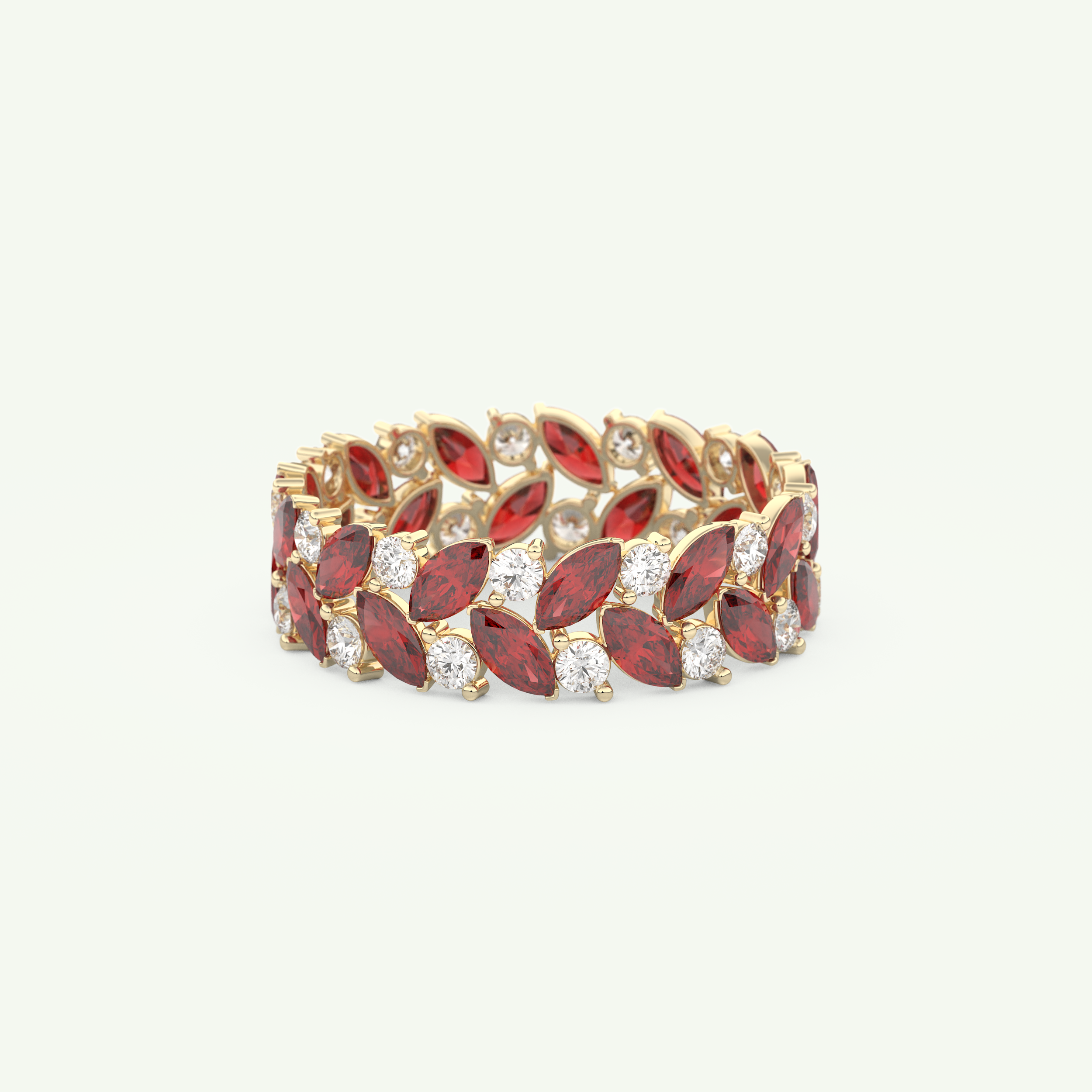 1.93 TCW Round and Marquise Shaped January-Garnet Birthstone Wedding Band 1