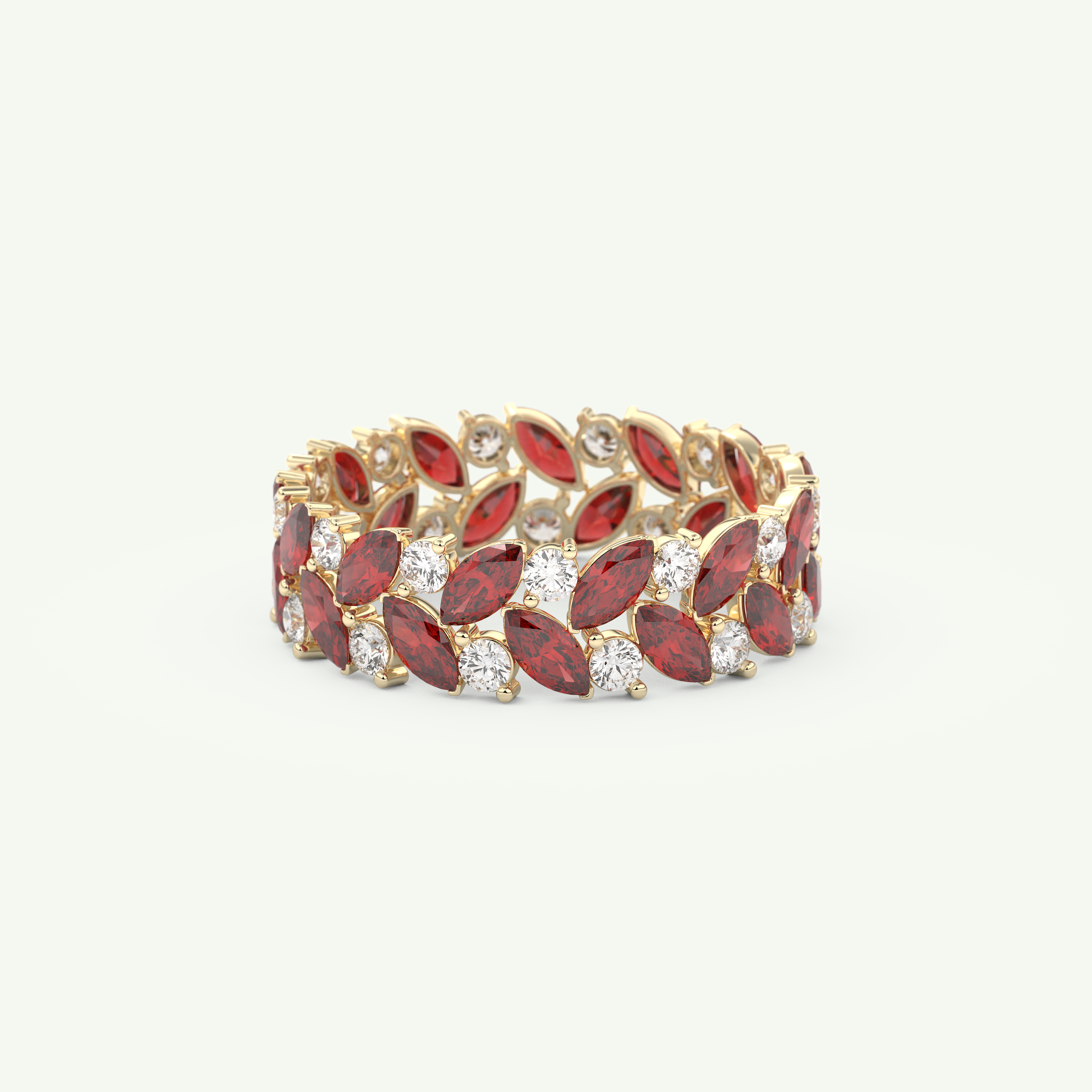 1.93 TCW Round and Marquise Shaped January-Garnet Birthstone Wedding Band 2