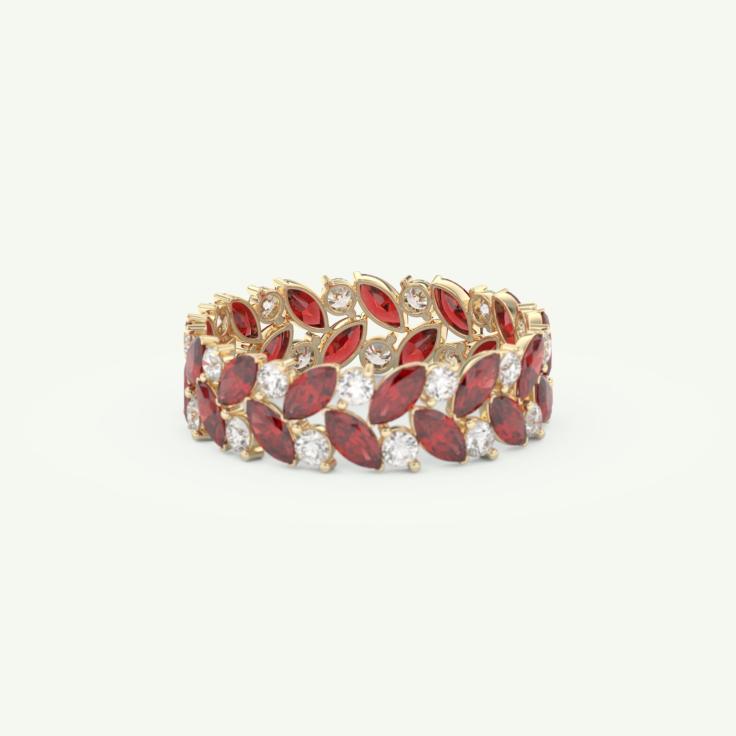 1.93 TCW Round and Marquise Shaped January-Garnet Birthstone Wedding Band 3