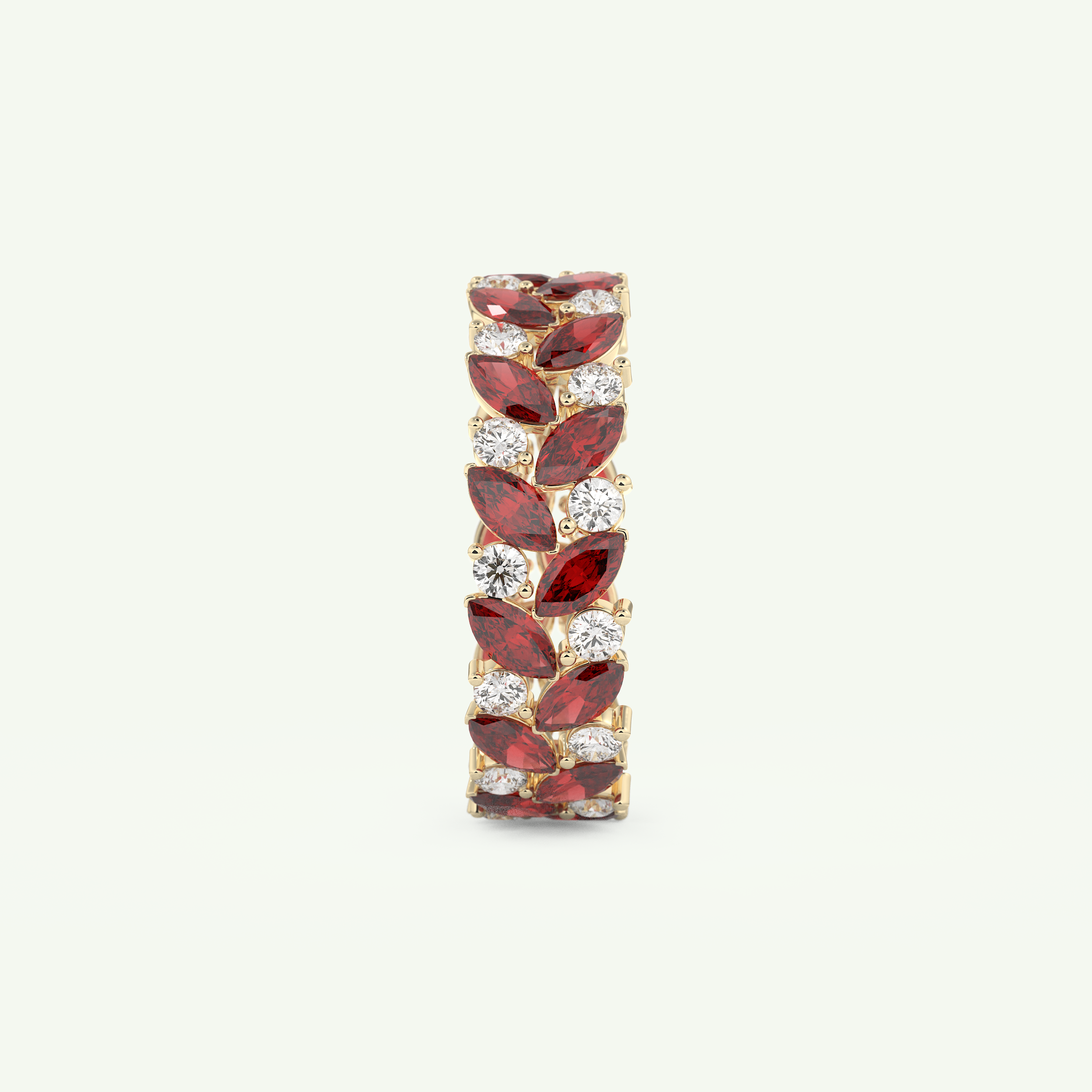 1.93 TCW Round and Marquise Shaped January-Garnet Birthstone Wedding Band 6