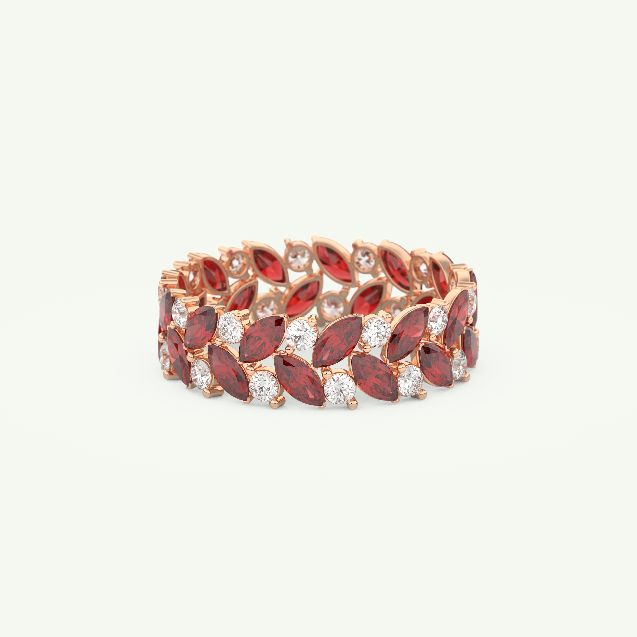 1.93 TCW Round and Marquise Shaped January-Garnet Birthstone Wedding Band 7
