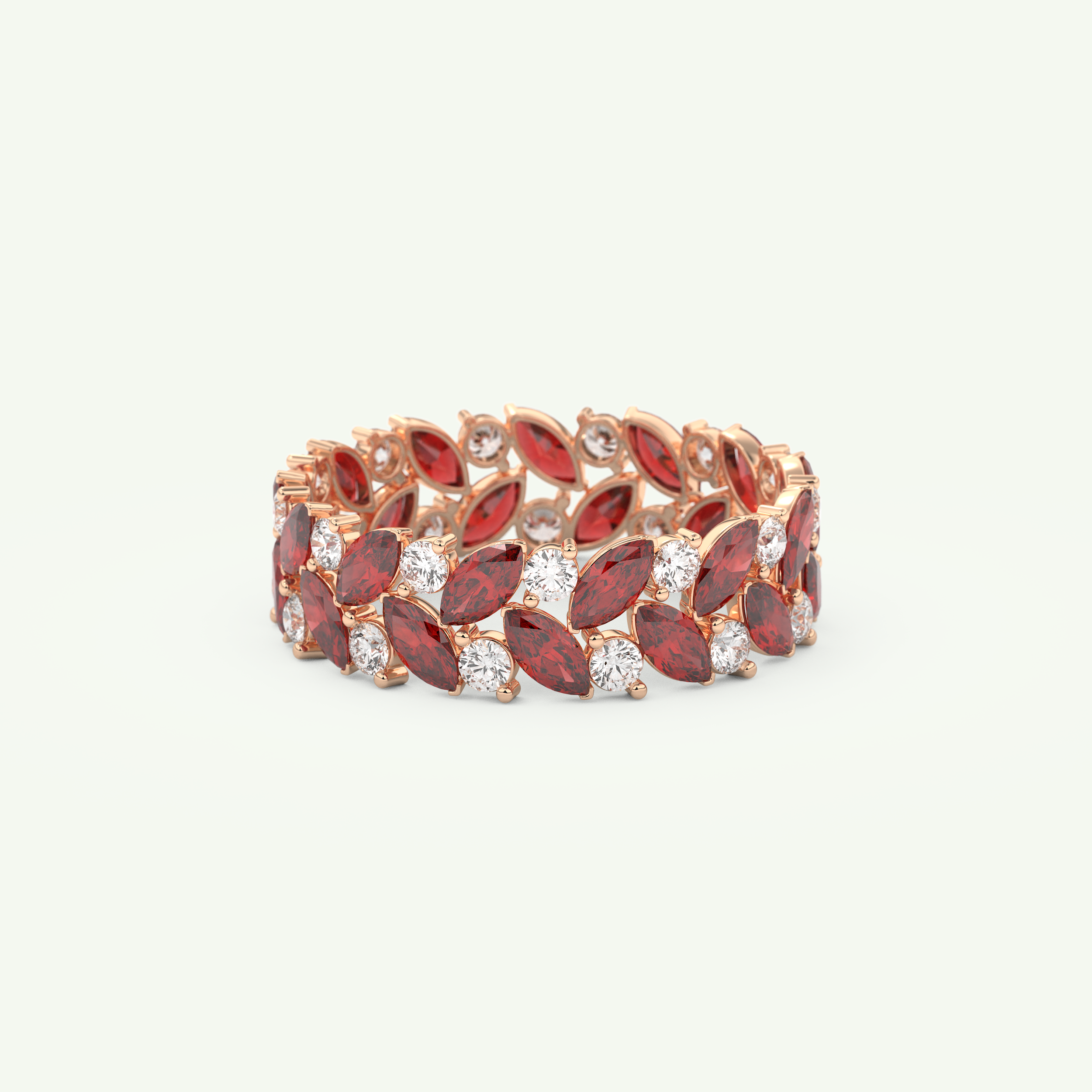 1.93 TCW Round and Marquise Shaped January-Garnet Birthstone Wedding Band 8