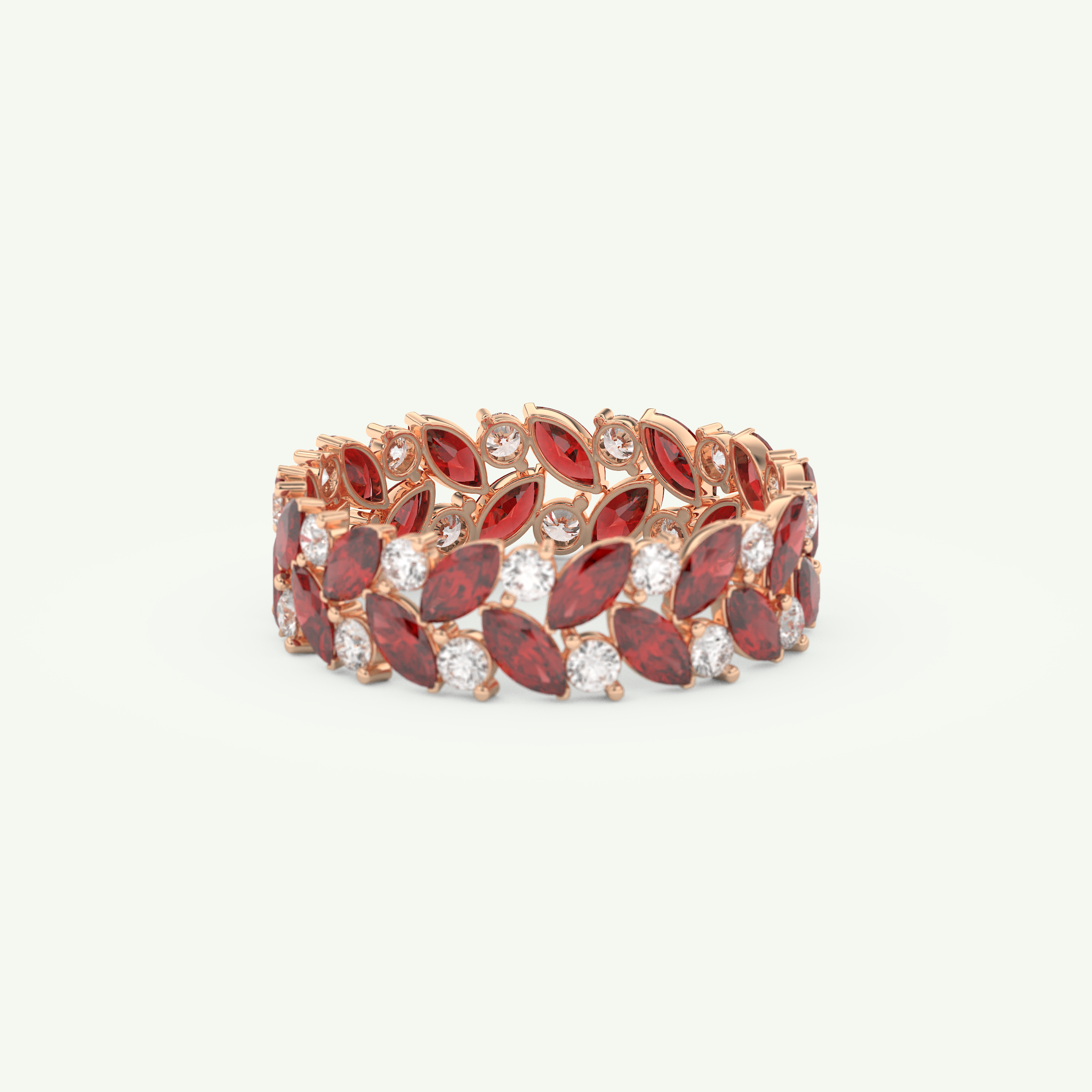 1.93 TCW Round and Marquise Shaped January-Garnet Birthstone Wedding Band 9
