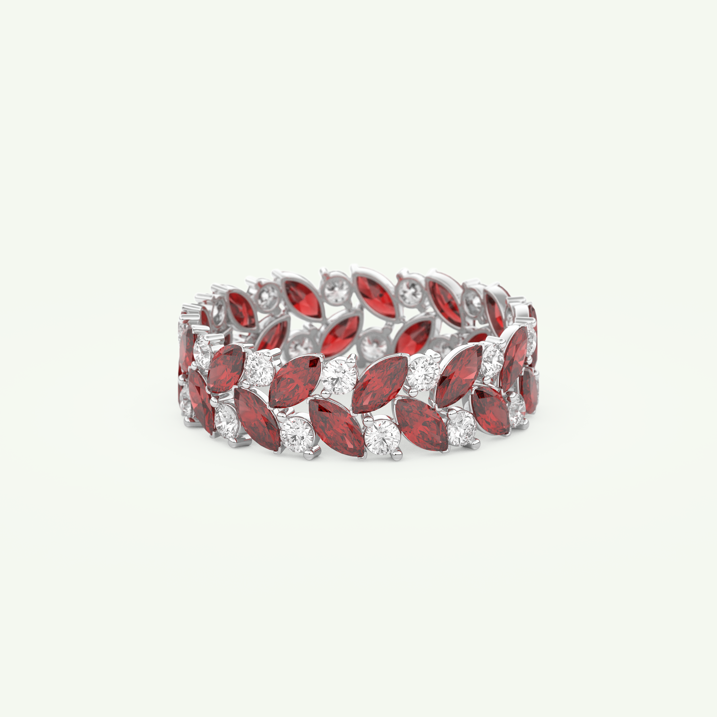 1.93 TCW Round and Marquise Shaped January-Garnet Birthstone Wedding Band 13