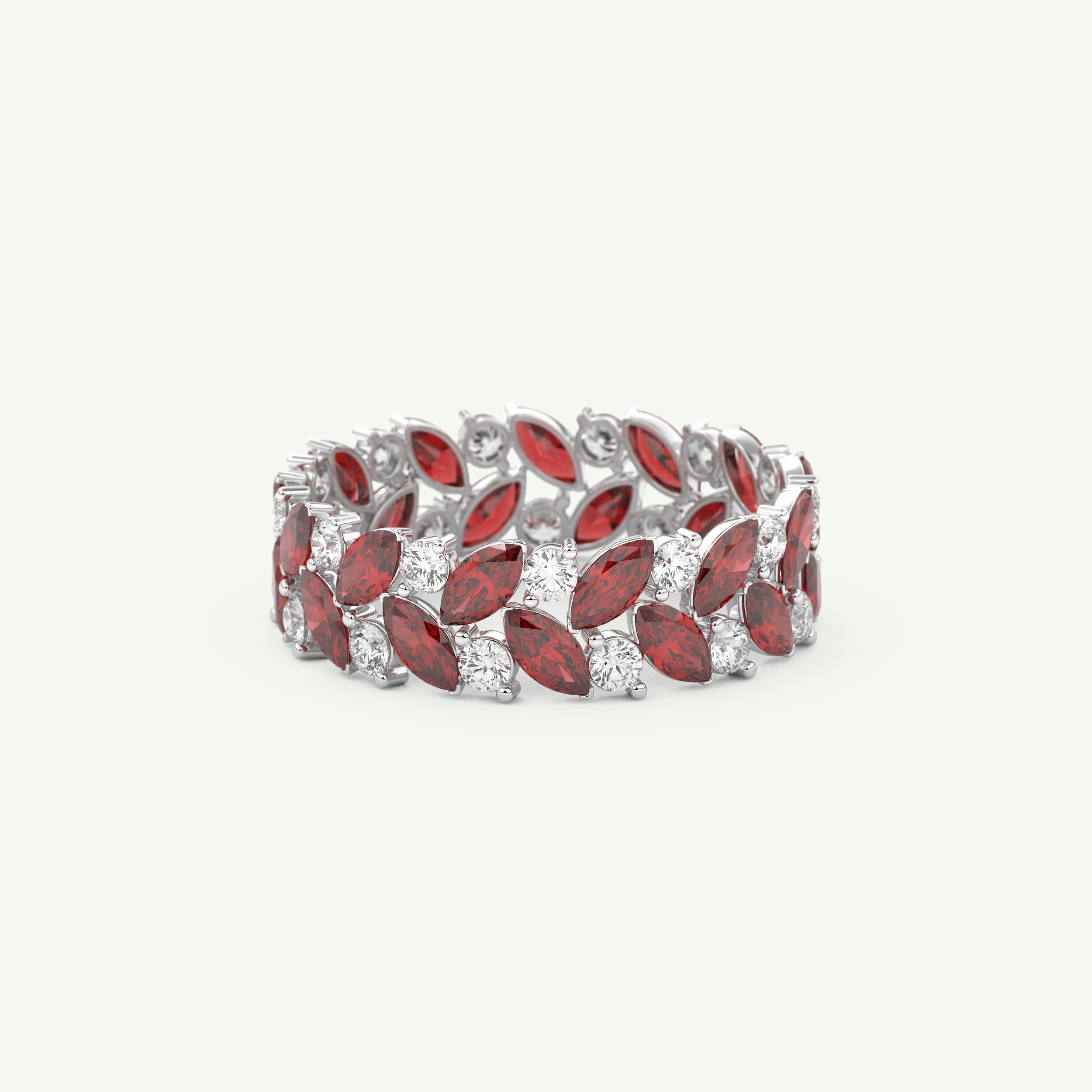 1.93 TCW Round and Marquise Shaped January-Garnet Birthstone Wedding Band 14