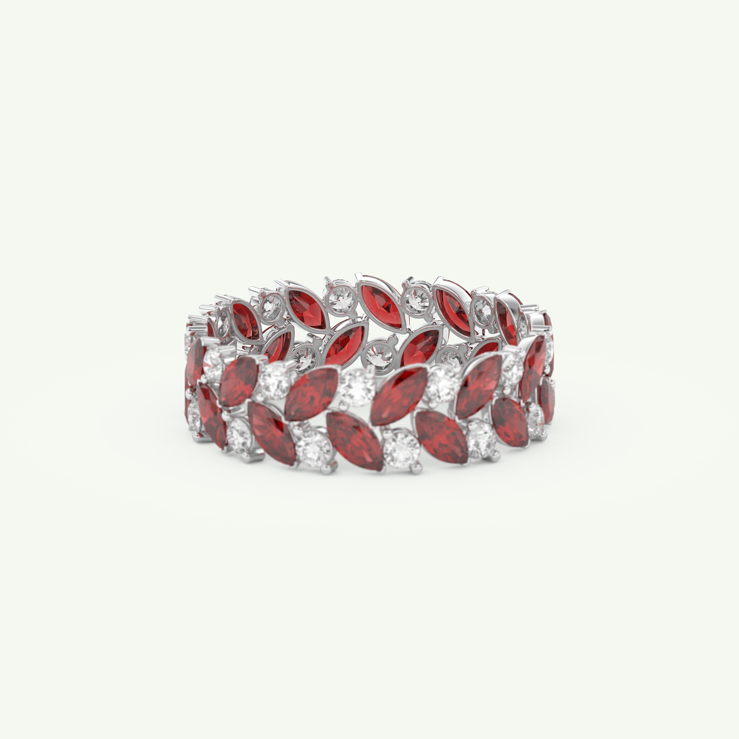 1.93 TCW Round and Marquise Shaped January-Garnet Birthstone Wedding Band 15