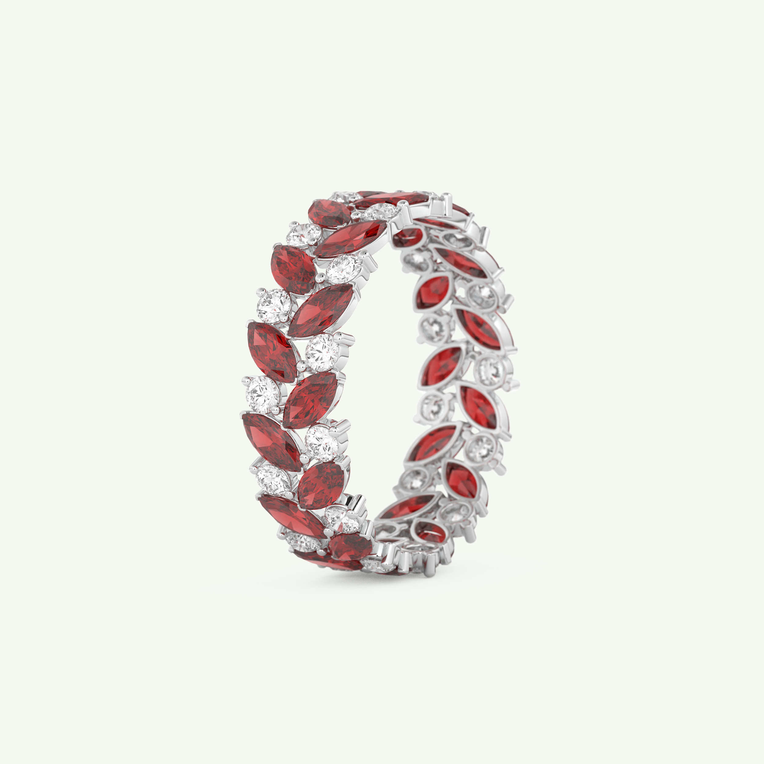 1.93 TCW Round and Marquise Shaped January-Garnet Birthstone Wedding Band 16