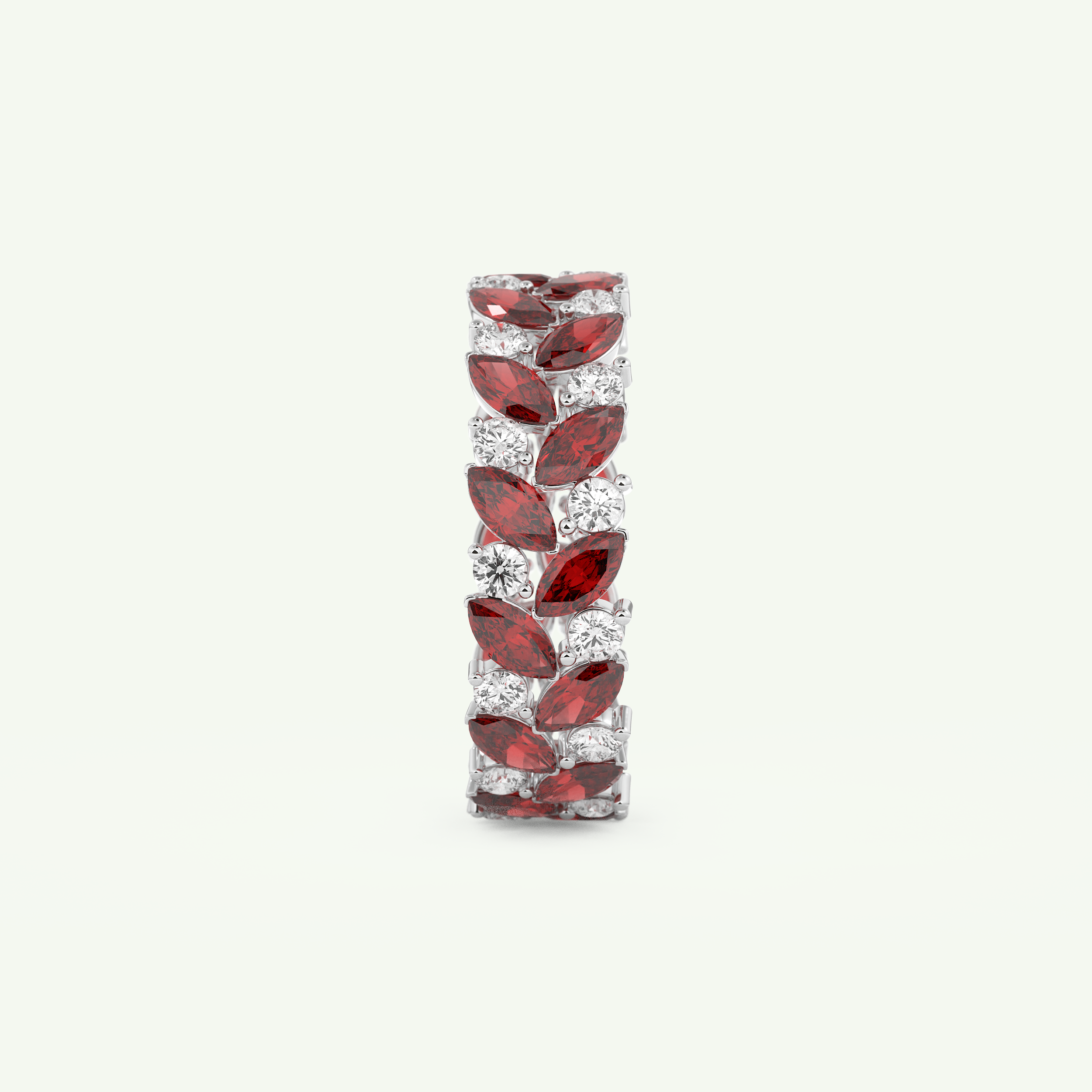 1.93 TCW Round and Marquise Shaped January-Garnet Birthstone Wedding Band 18