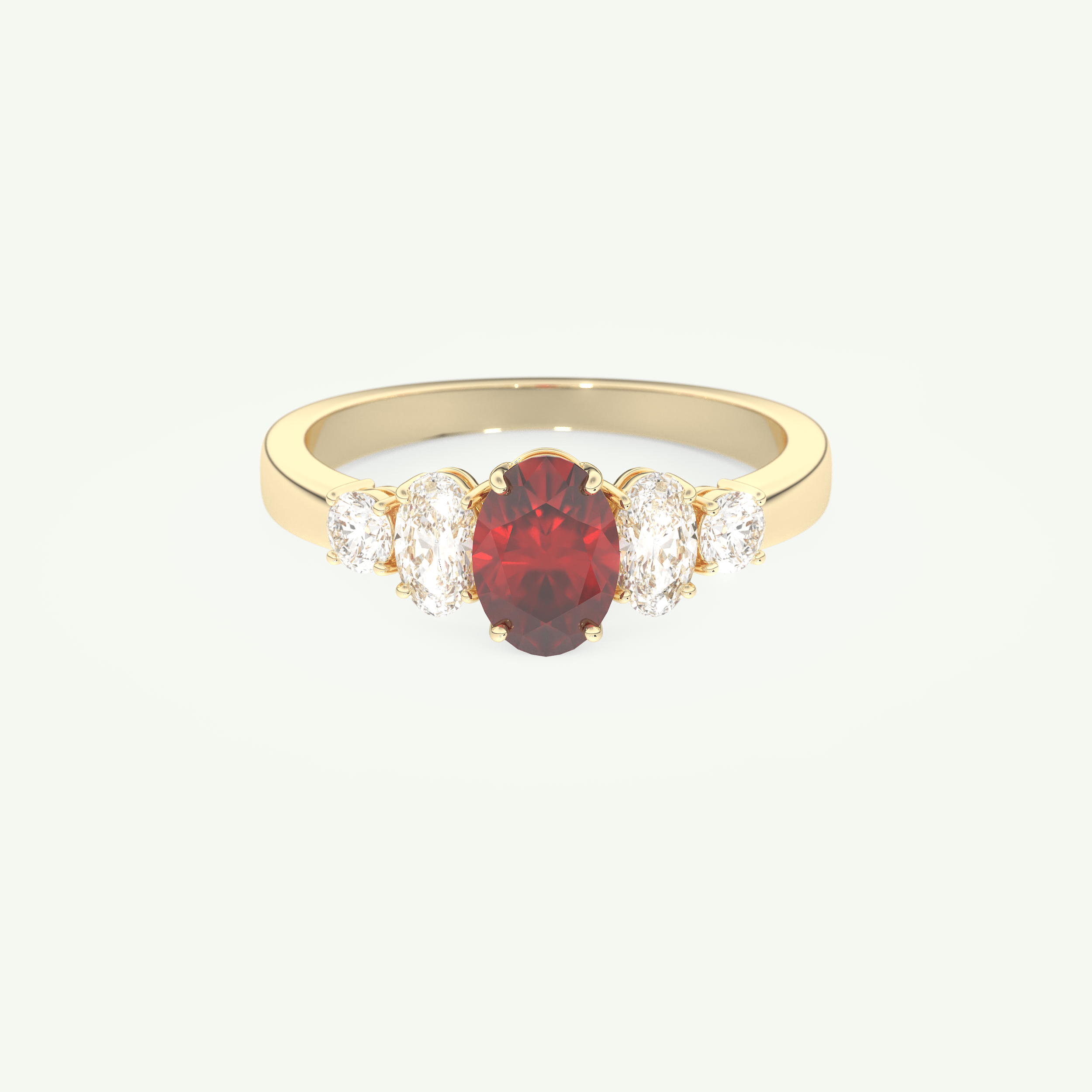 0.17 CT Oval Cut January-Garnet Birthstone Engagement Ring 1