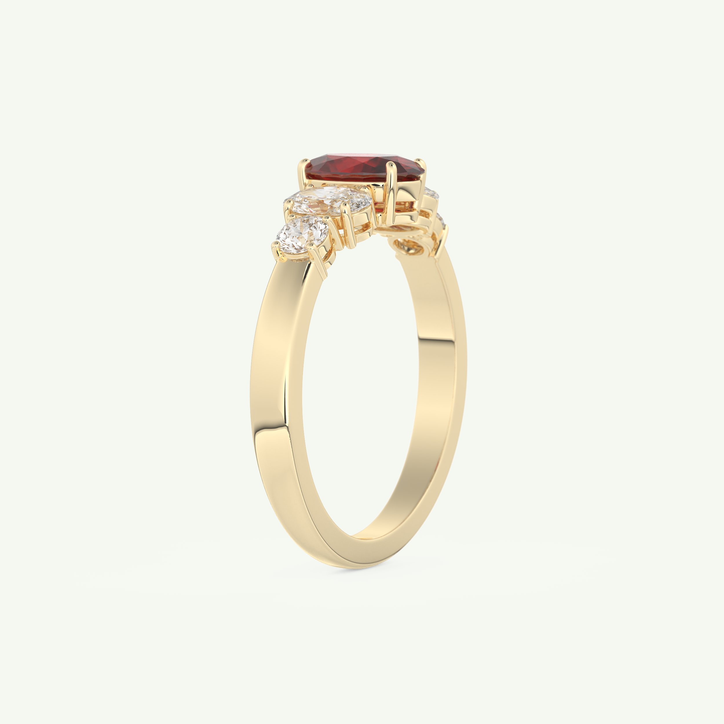 0.17 CT Oval Cut January-Garnet Birthstone Engagement Ring 4