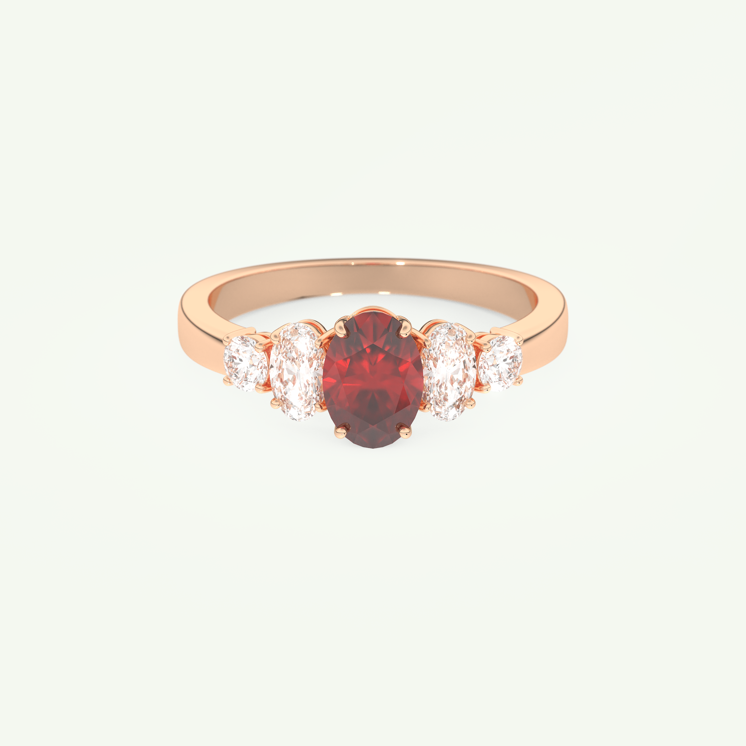 0.17 CT Oval Cut January-Garnet Birthstone Engagement Ring 7