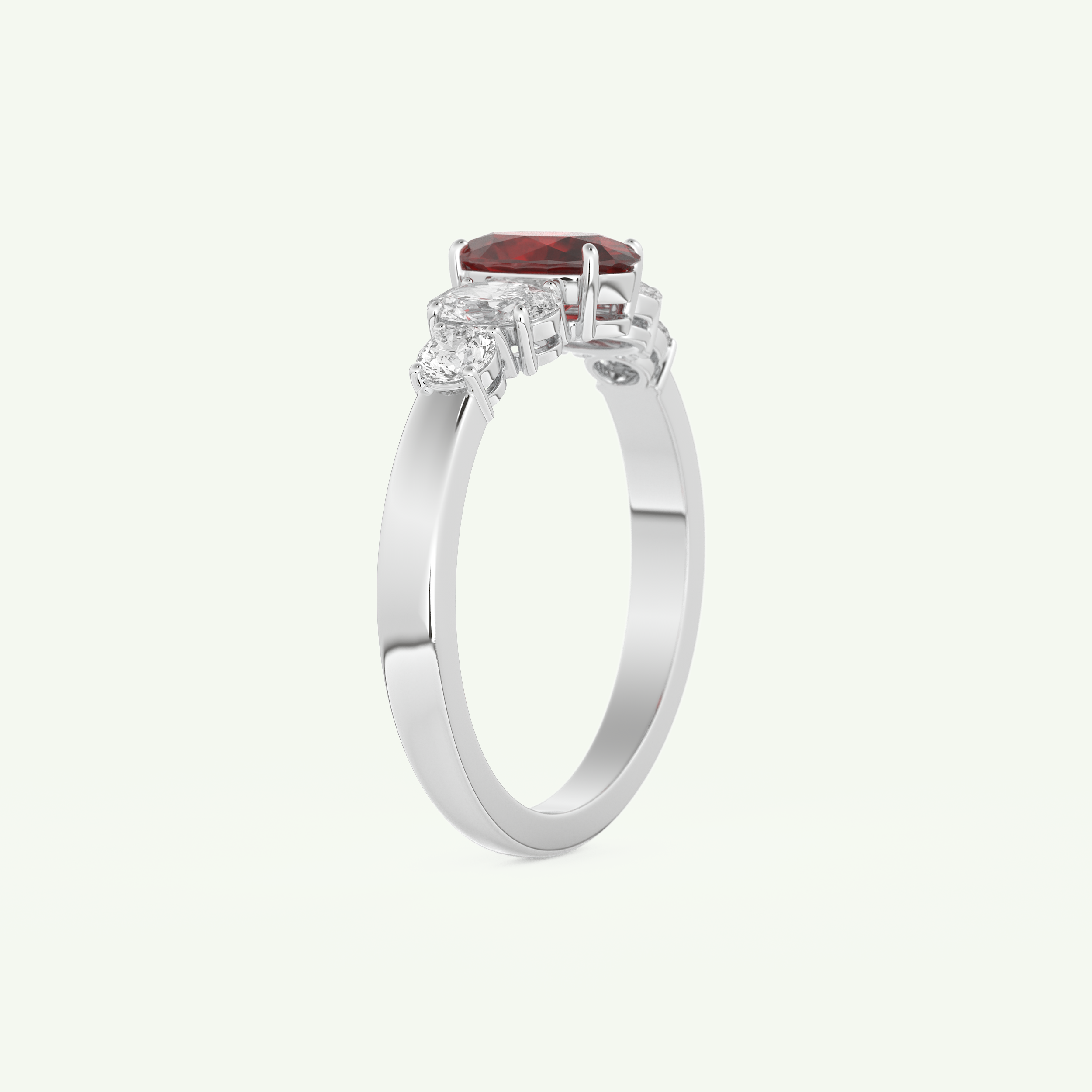 0.17 CT Oval Cut January-Garnet Birthstone Engagement Ring 16
