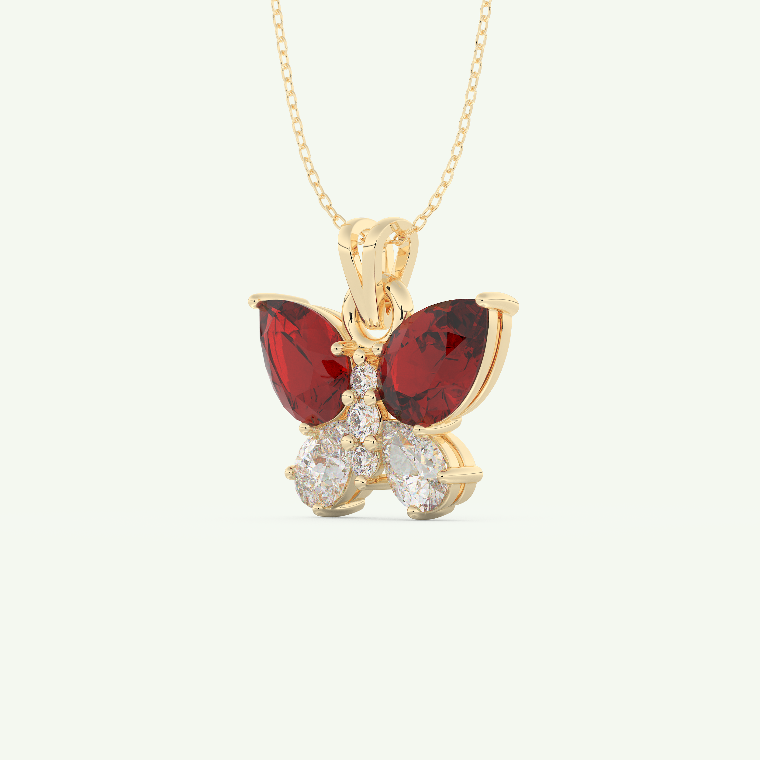 3.21 TCW Pear & Round January-Garnet Birthstone Necklace 2