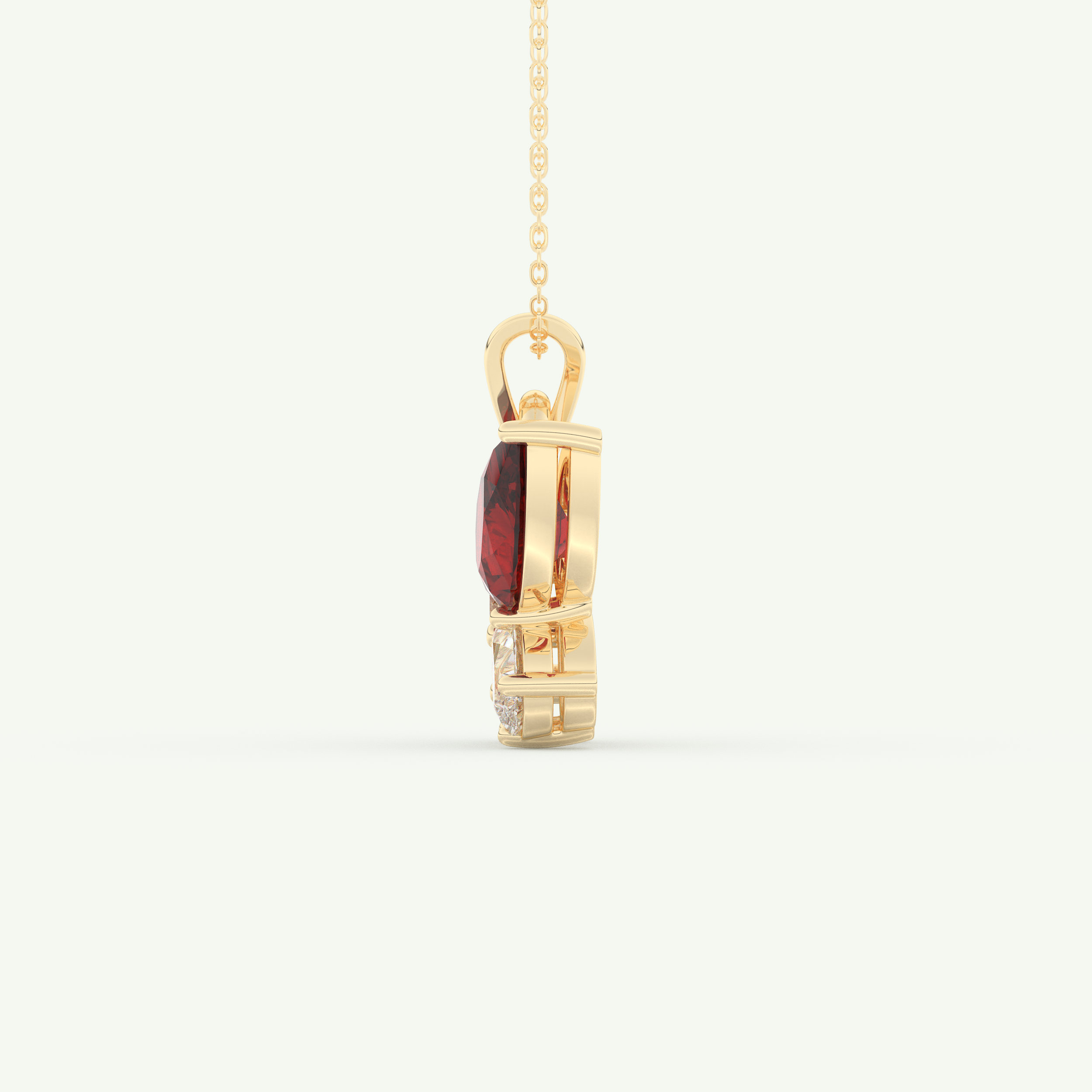 3.21 TCW Pear & Round January-Garnet Birthstone Necklace 3