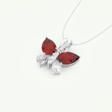 3.21 TCW Pear & Round January-Garnet Birthstone Necklace 15