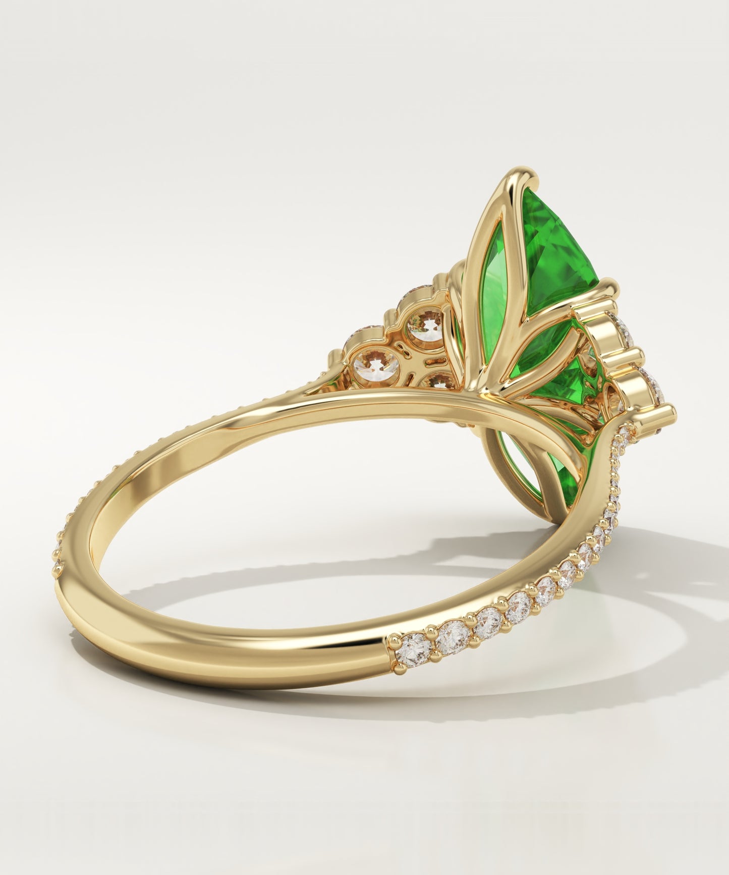 2.5 CT Marquise Cut Cluster Lab-Grown Emerald Gemstone Engagement Ring