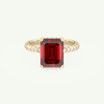 3.71 CT Emerald Cut Pave January-Garnet Amethyst Birthstone Engagement Ring 1